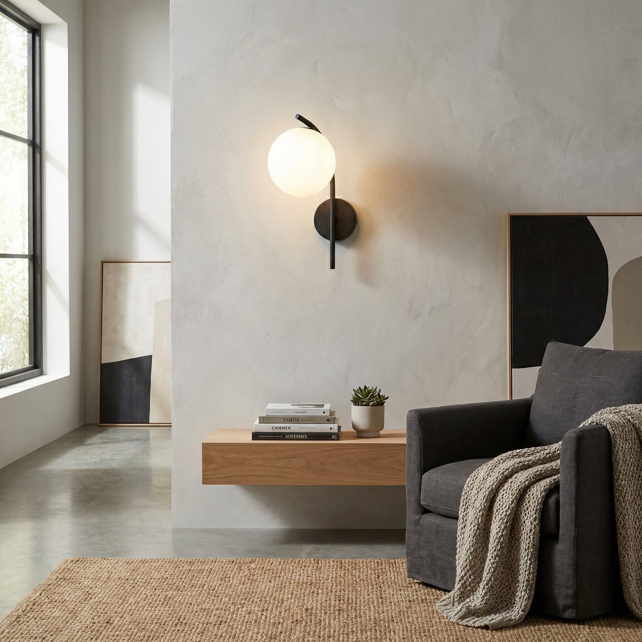 Modern Black Globe Wall Lamp