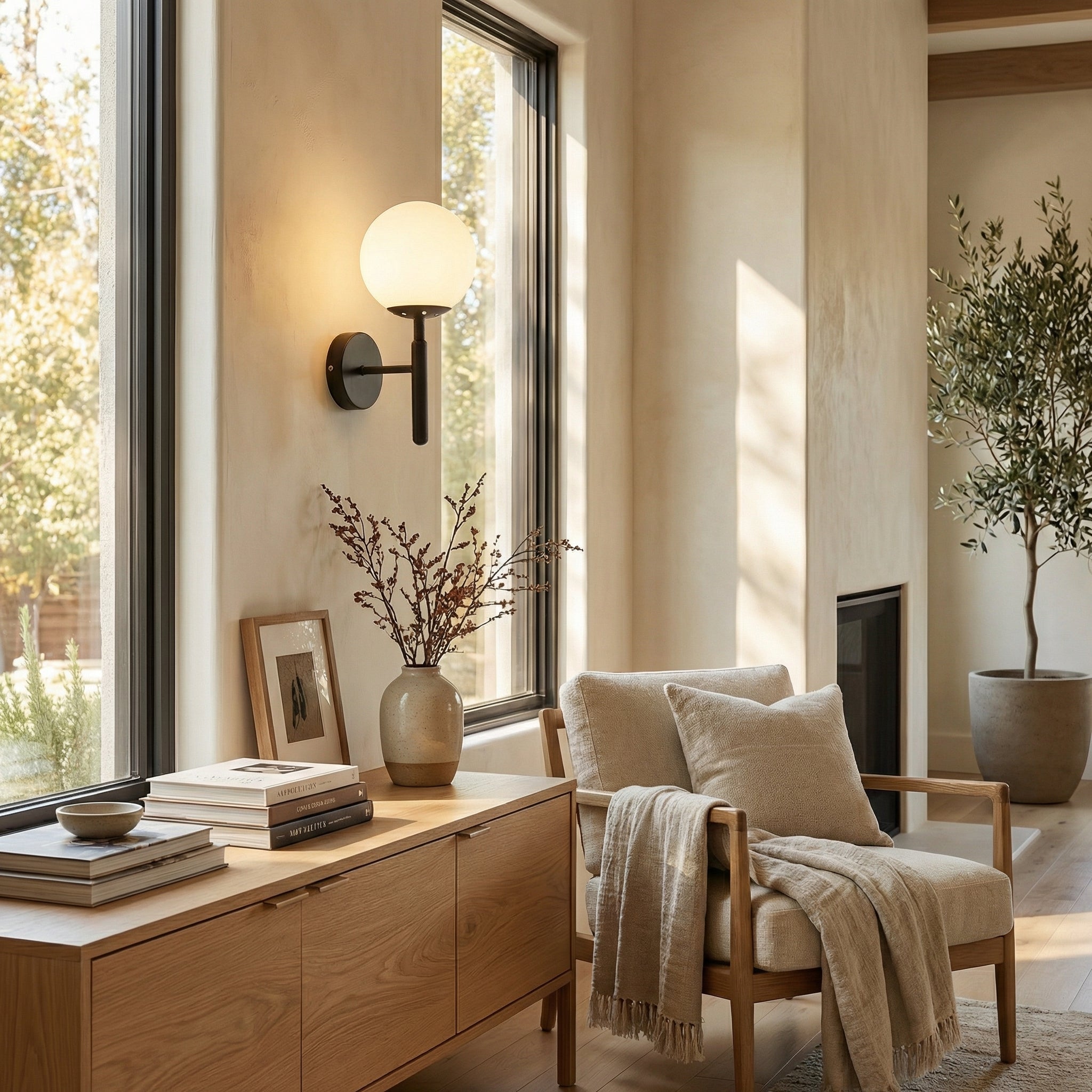 Minimalist Black Globe Wall Lamp