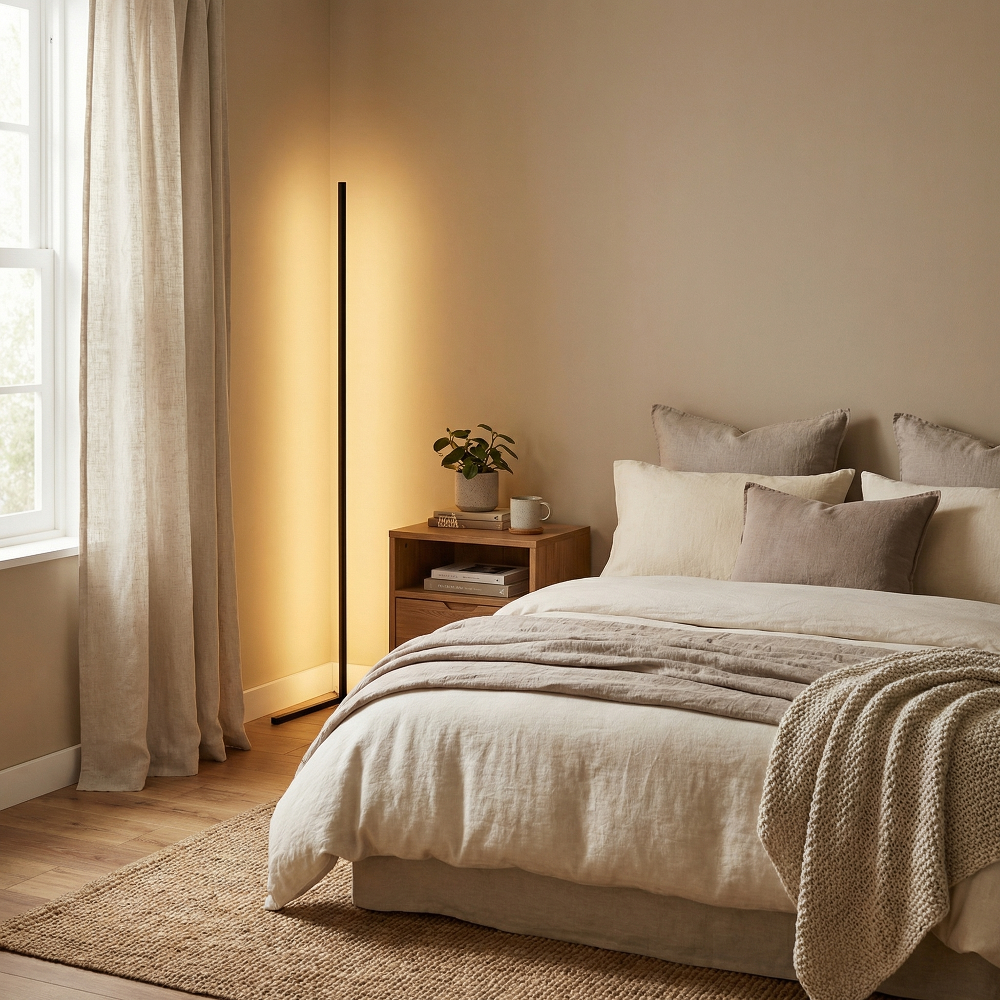 Nordic Ambient Floor Lamp with Tri-Color LED and Remote Dimming