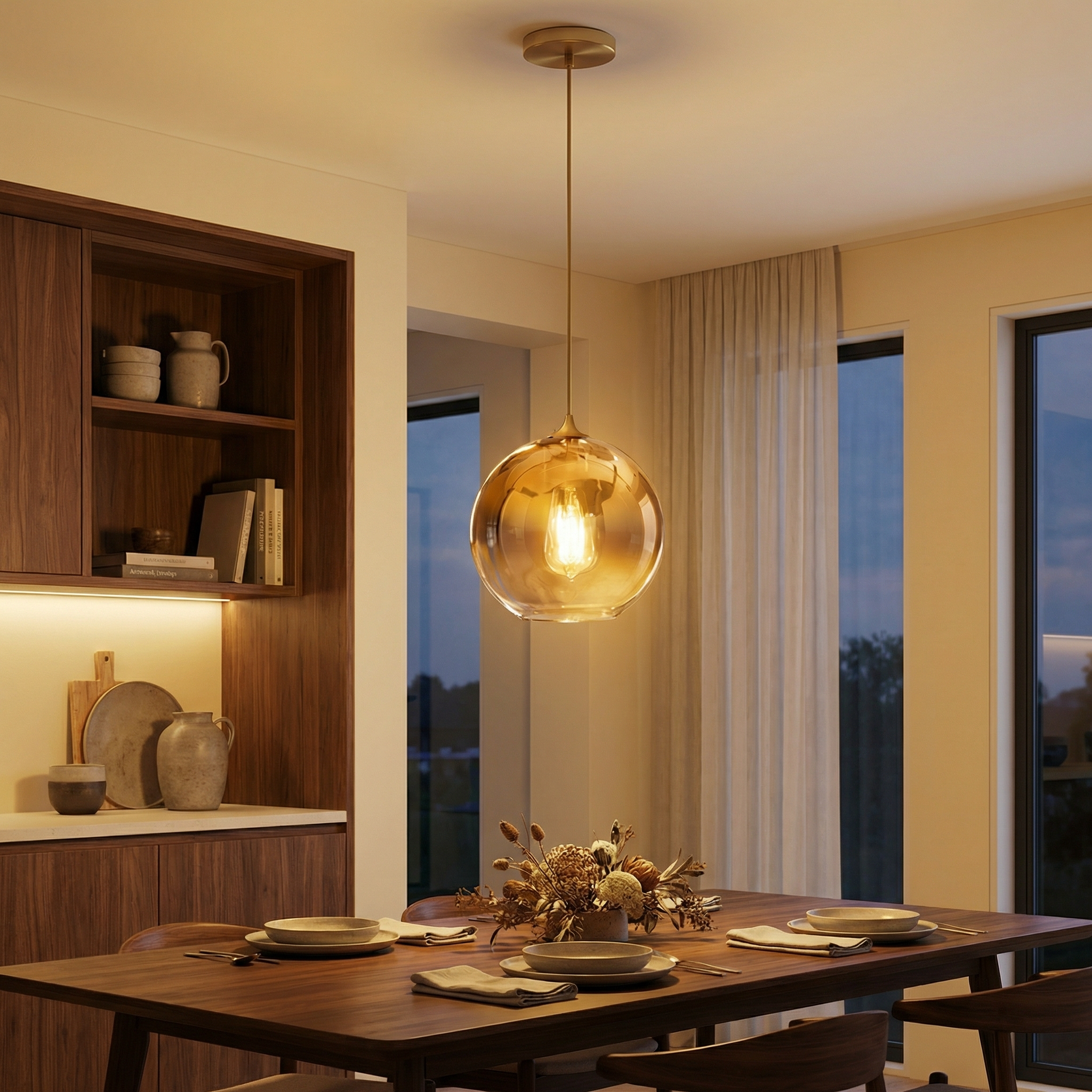 Nordic Single-Head Glass Chandelier