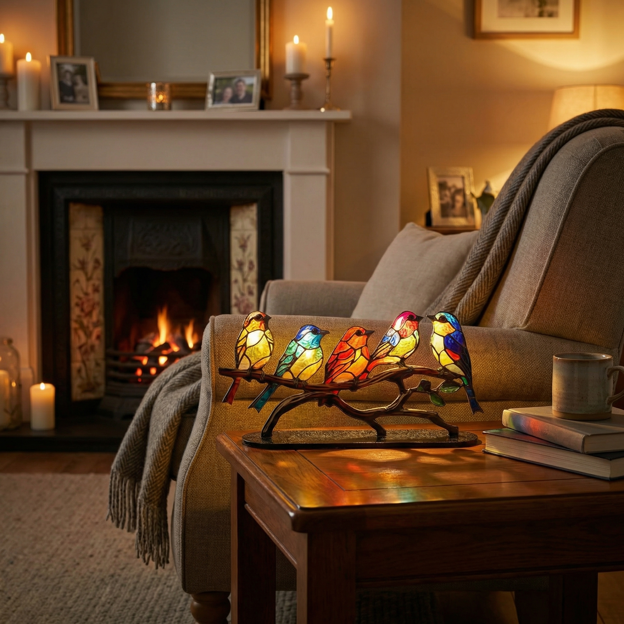 Acrylic Multi-Bird Ornament on Branch