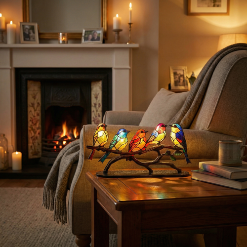 Acrylic Multi-Bird Ornament on Branch