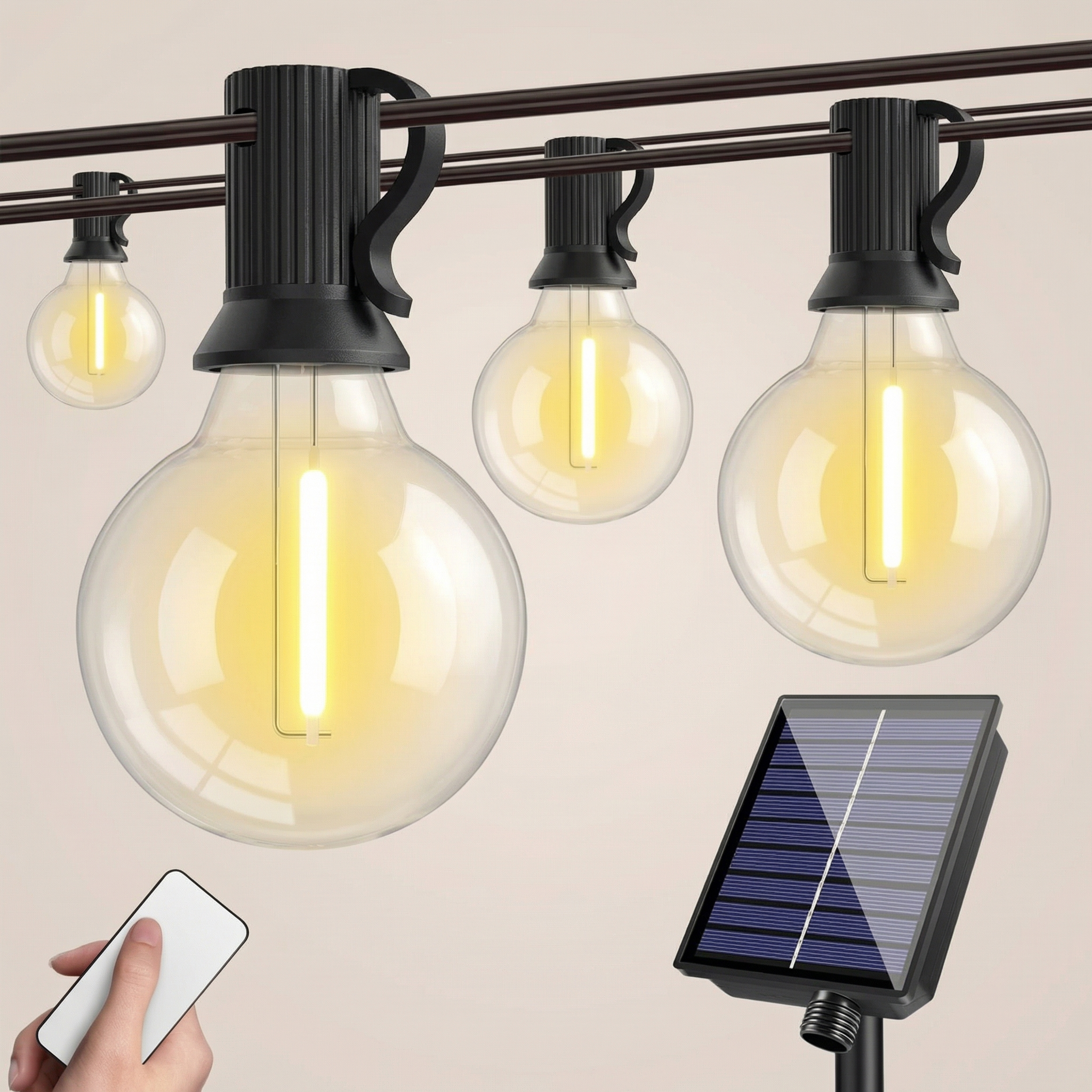 G40 Solar LED String Lights with 10 Bulbs