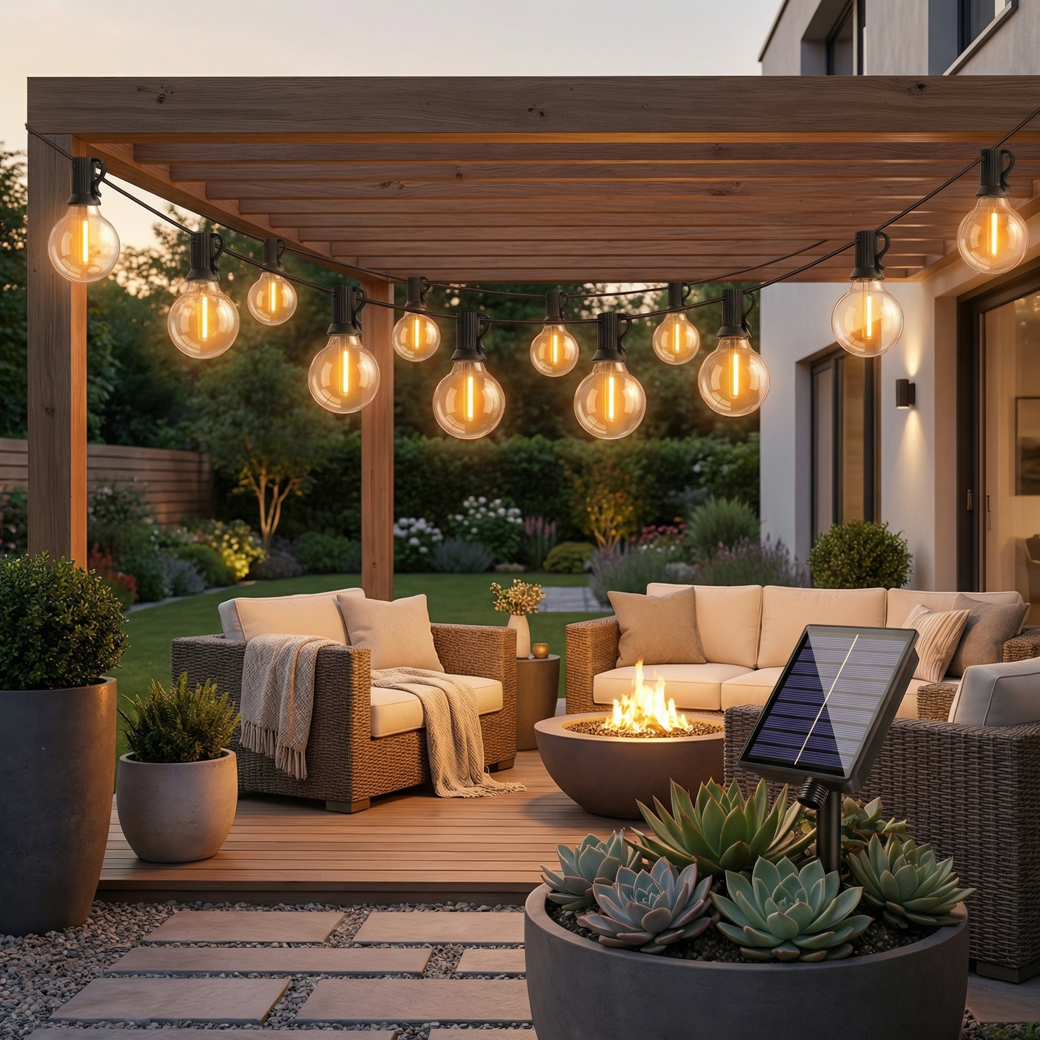 G40 Solar LED String Lights with 10 Bulbs