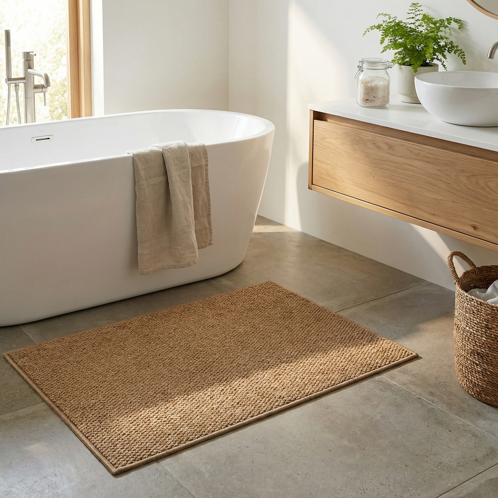 Non-Slip Bathroom Floor Mat – Imitation Sisal Rug, Washable Anti-Slip Door Mat