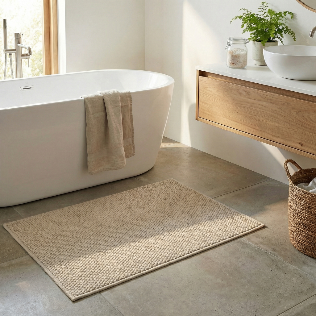 Non-Slip Bathroom Floor Mat – Imitation Sisal Rug, Washable Anti-Slip Door Mat