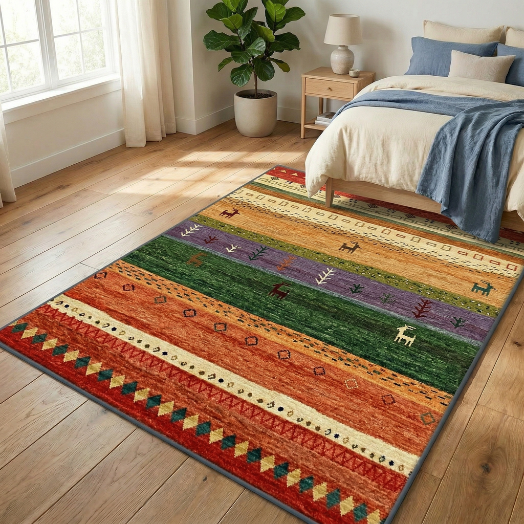 Bohemian Ethnic Area Rug for Bedroom & Living Room
