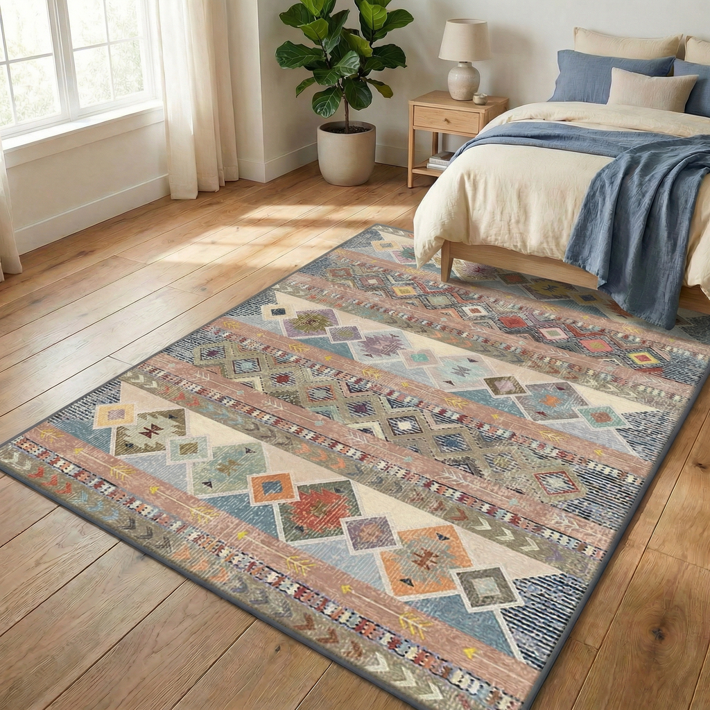 Bohemian Retro Area Rug Ethnic Pattern Rug