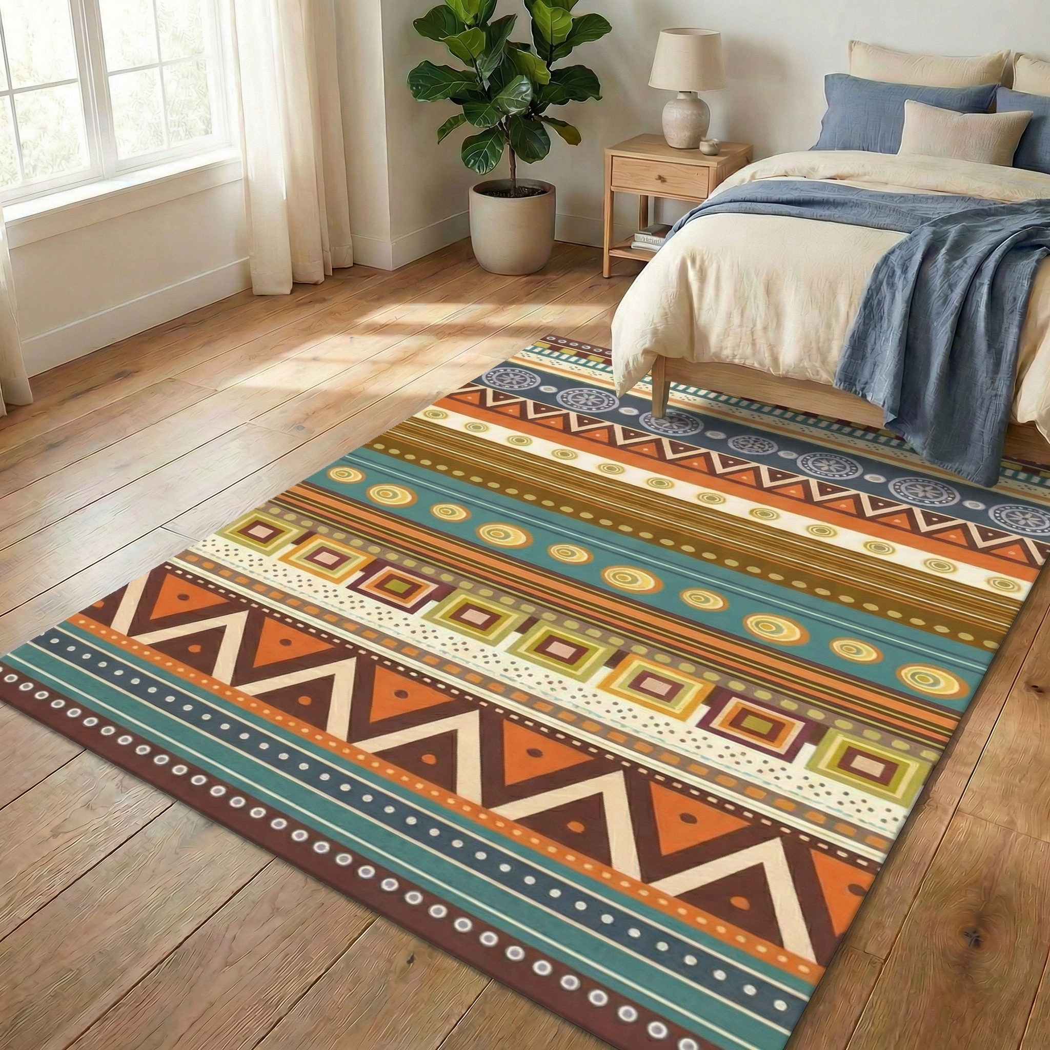 Retro Ethnic Rug – Boho Living Room Rug