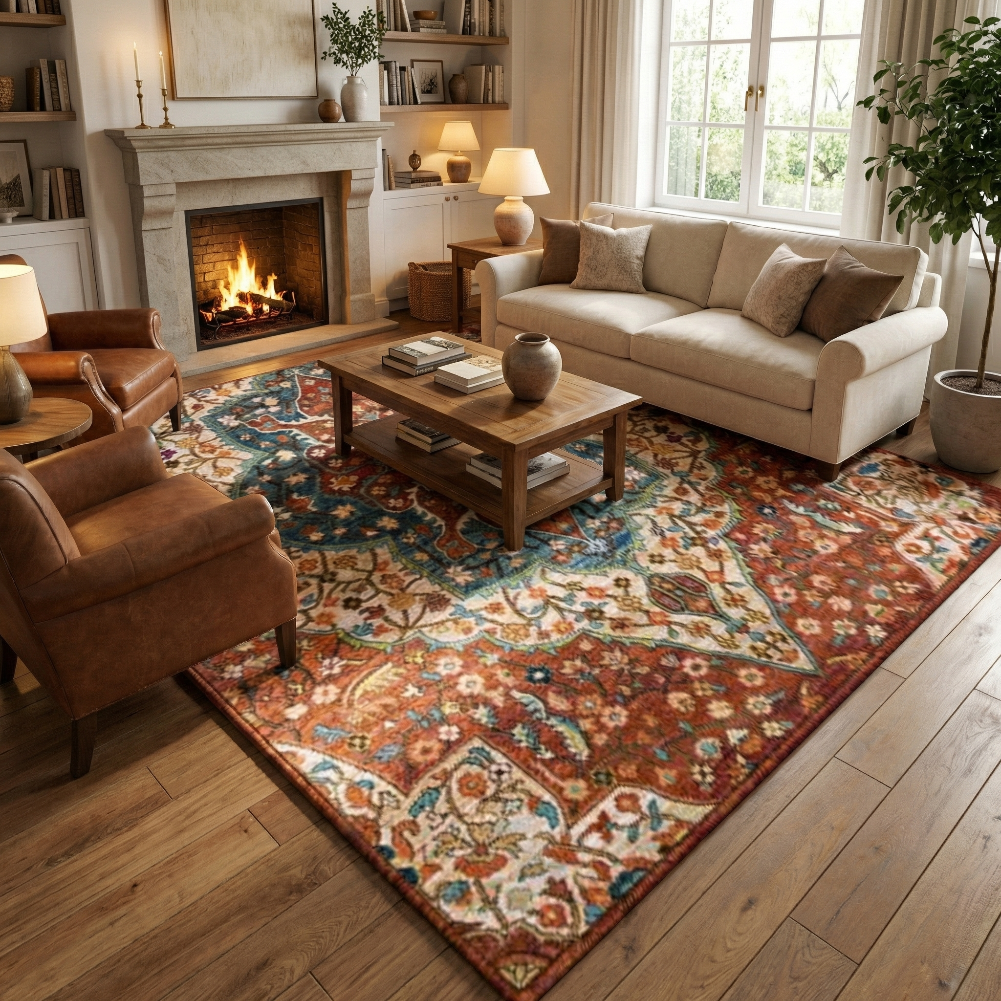 Ethnic Pattern Floor Carpet for Living Room