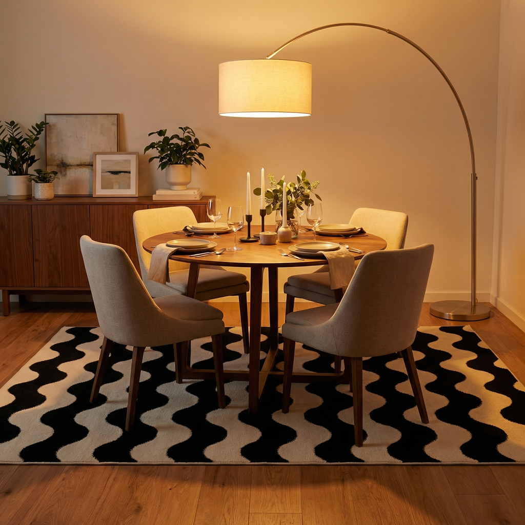 French Velvet Area Rug – Non-Slip Geometric Loop Velvet Rug for Living Room