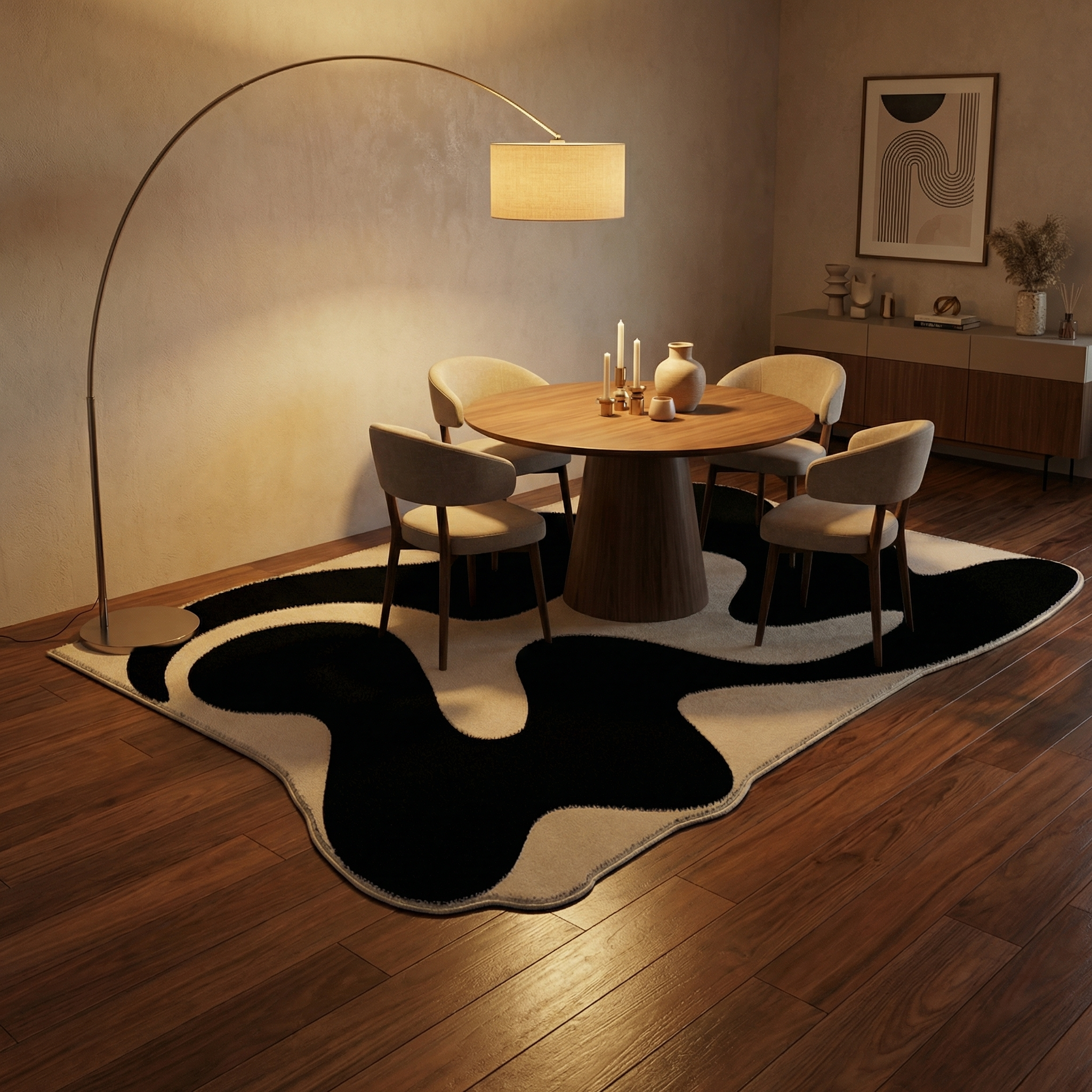 French Velvet Area Rug – Non-Slip Geometric Loop Velvet Rug for Living Room