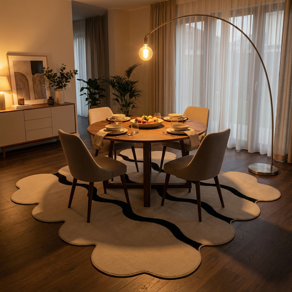 French Velvet Area Rug – Non-Slip Geometric Loop Velvet Rug for Living Room