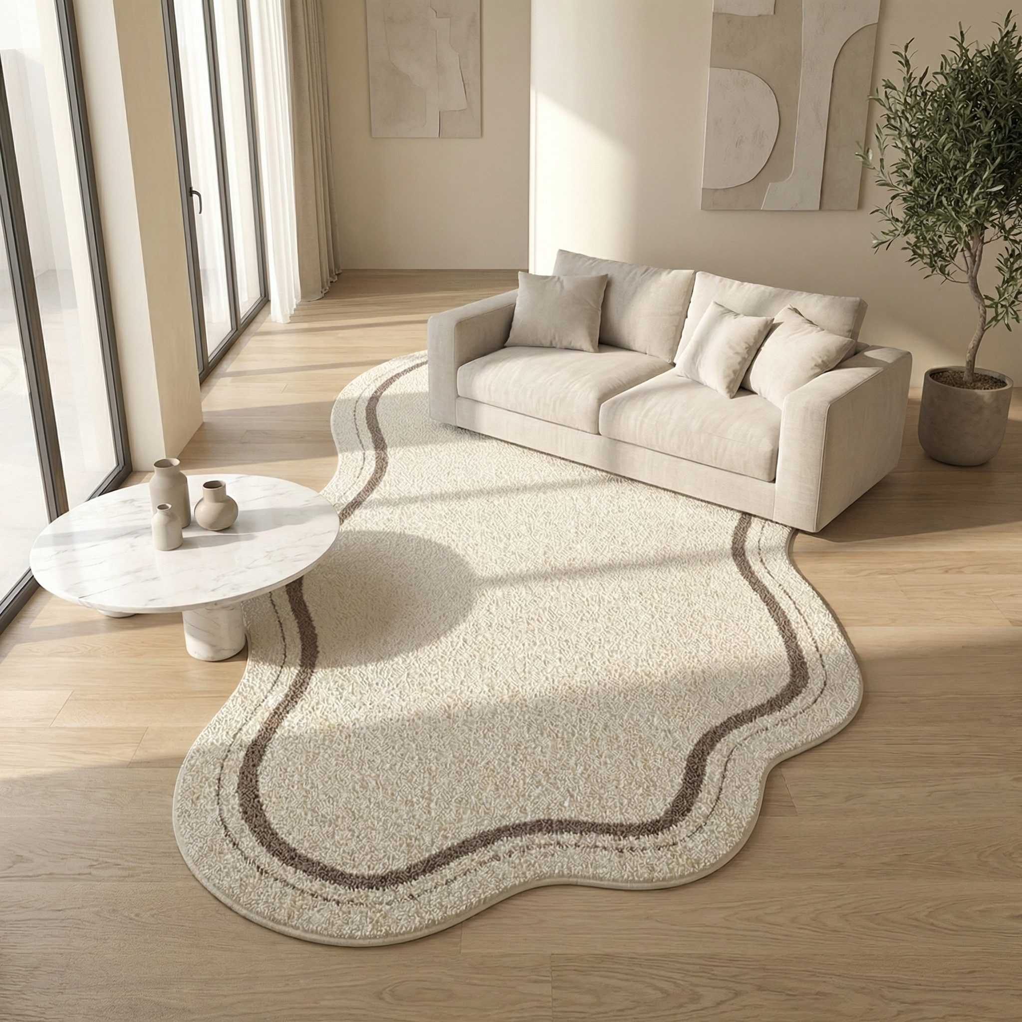 Minimalist Faux Cashmere Area Rug – Non-Slip Soft Floor Rug