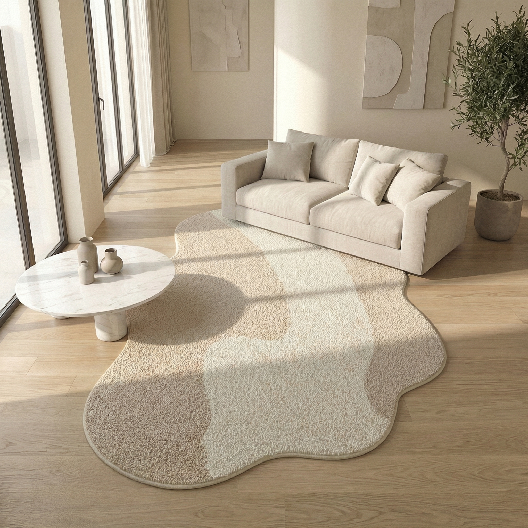 Minimalist Faux Cashmere Area Rug – Non-Slip Soft Floor Rug