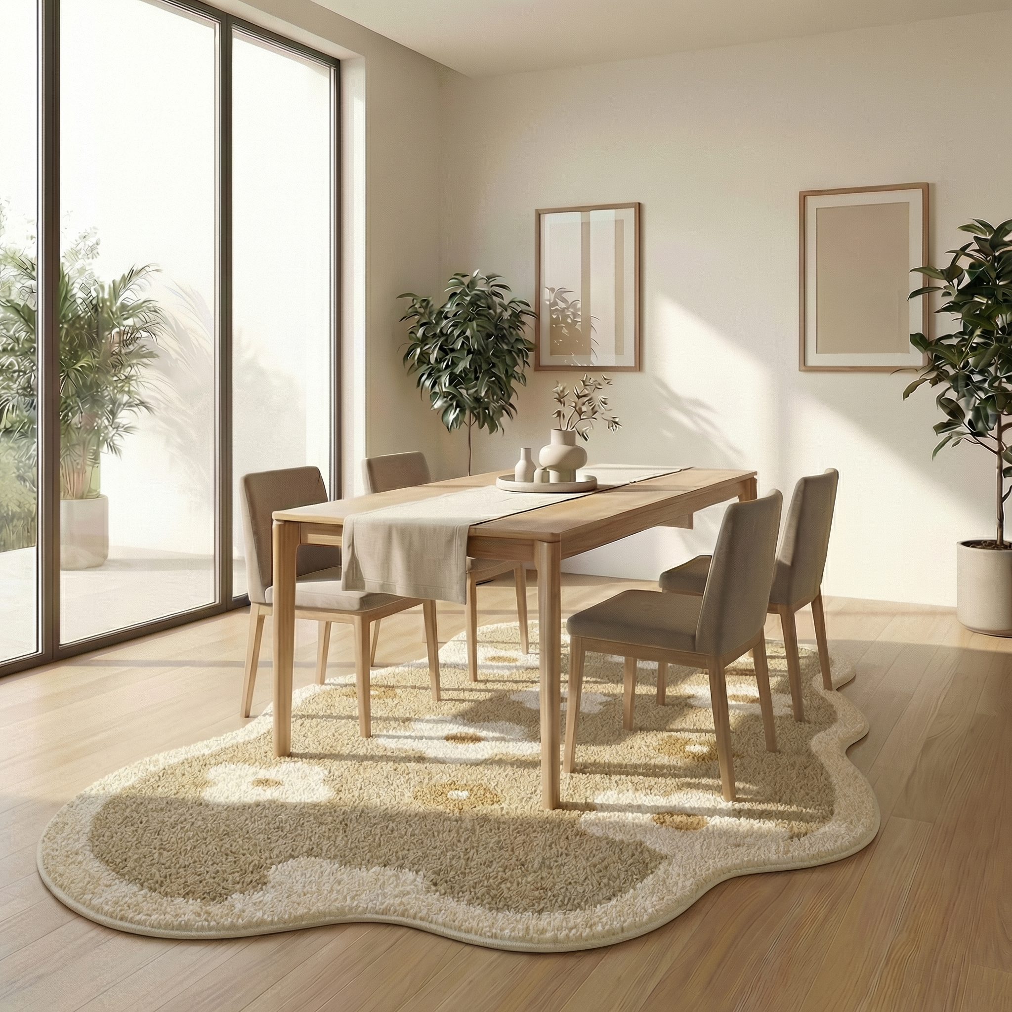 Minimalist Faux Cashmere Area Rug – Non-Slip Soft Floor Rug