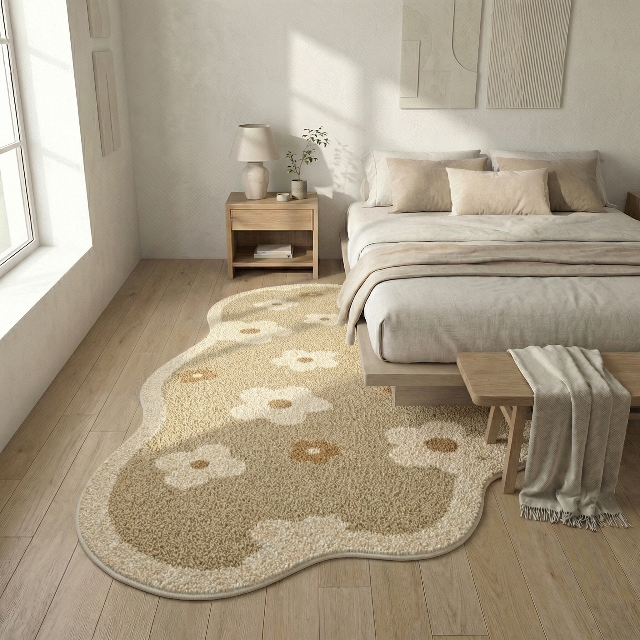 Minimalist Faux Cashmere Area Rug – Non-Slip Soft Floor Rug