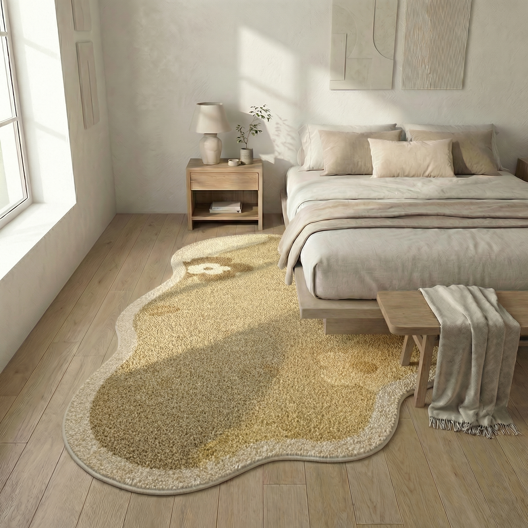 Minimalist Faux Cashmere Area Rug – Non-Slip Soft Floor Rug
