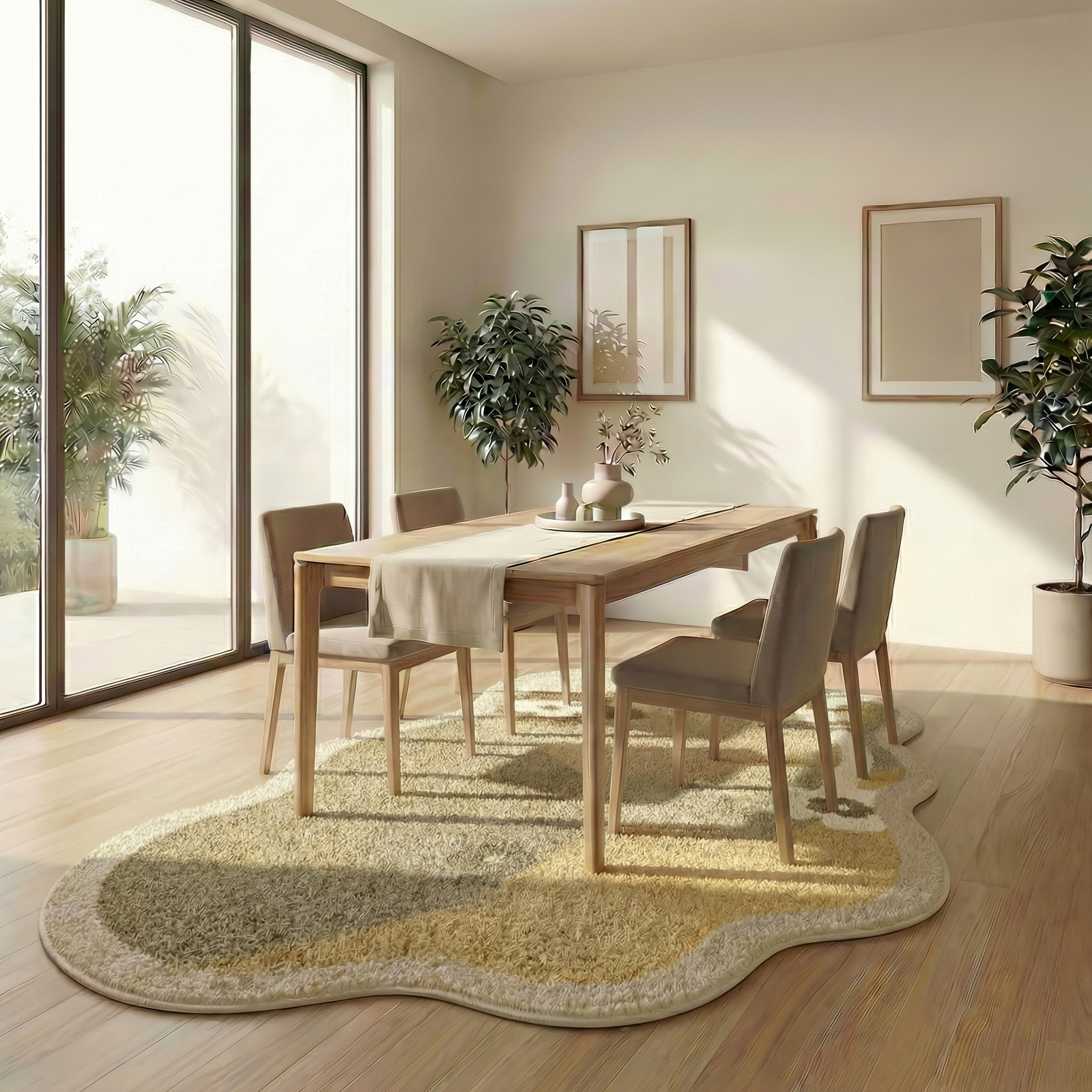 Minimalist Faux Cashmere Area Rug – Non-Slip Soft Floor Rug
