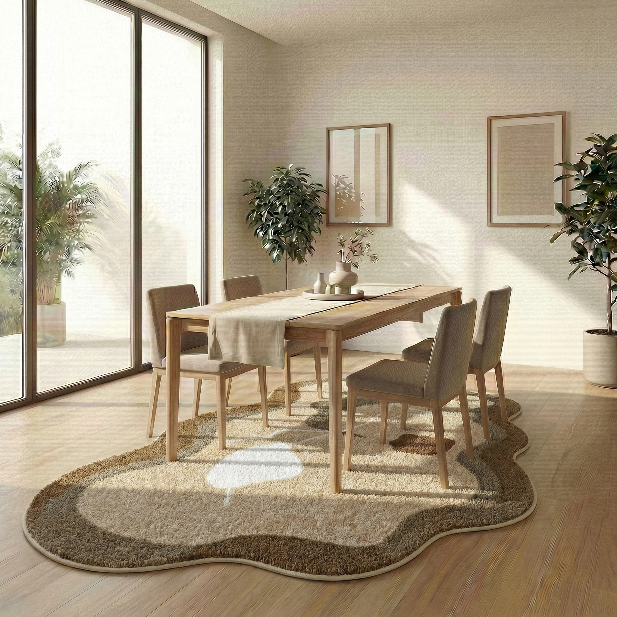 Minimalist Faux Cashmere Area Rug – Non-Slip Soft Floor Rug
