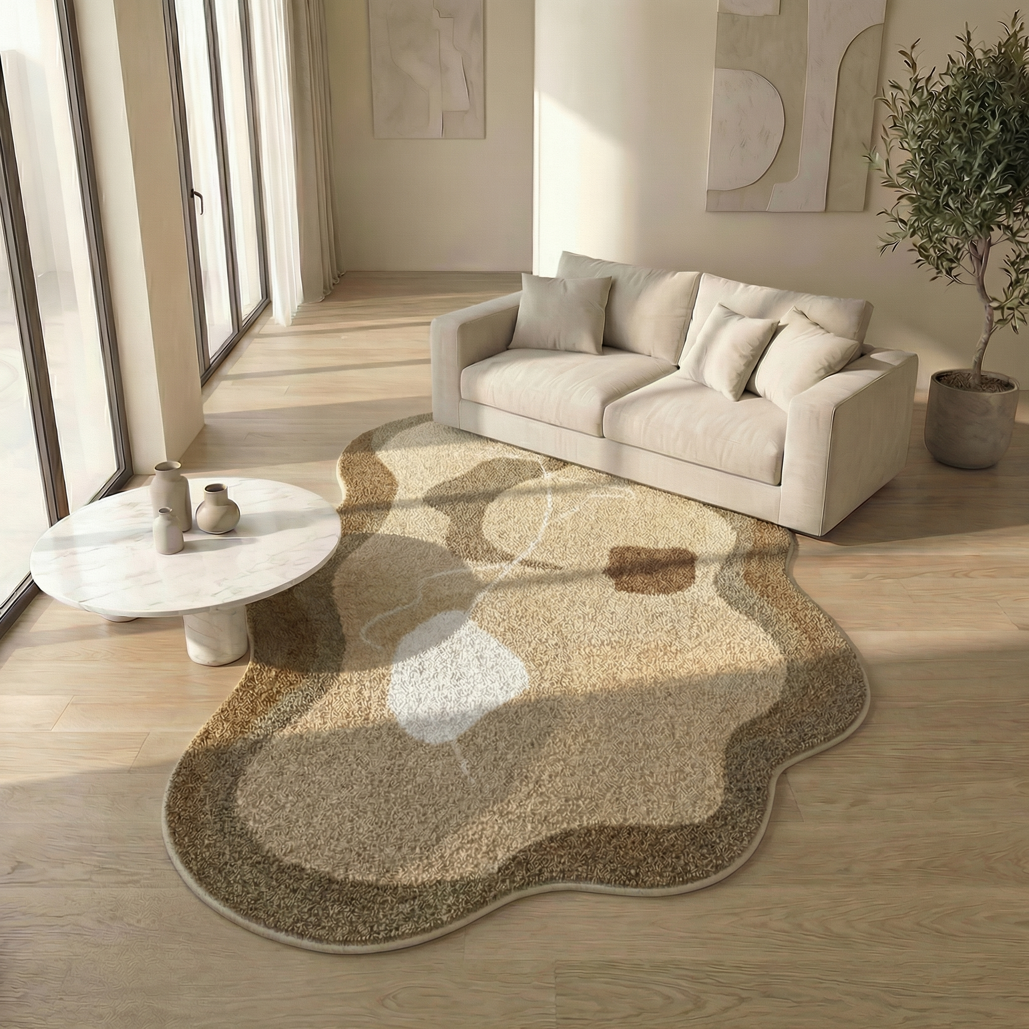 Minimalist Faux Cashmere Area Rug – Non-Slip Soft Floor Rug