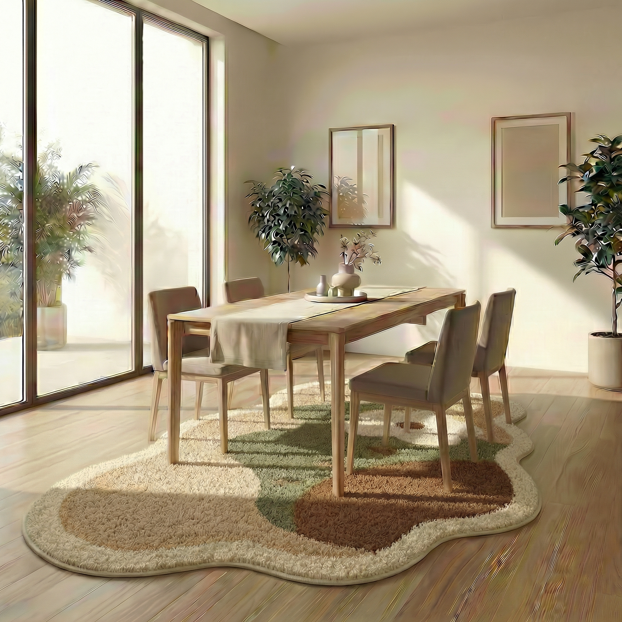 Minimalist Faux Cashmere Area Rug – Non-Slip Soft Floor Rug