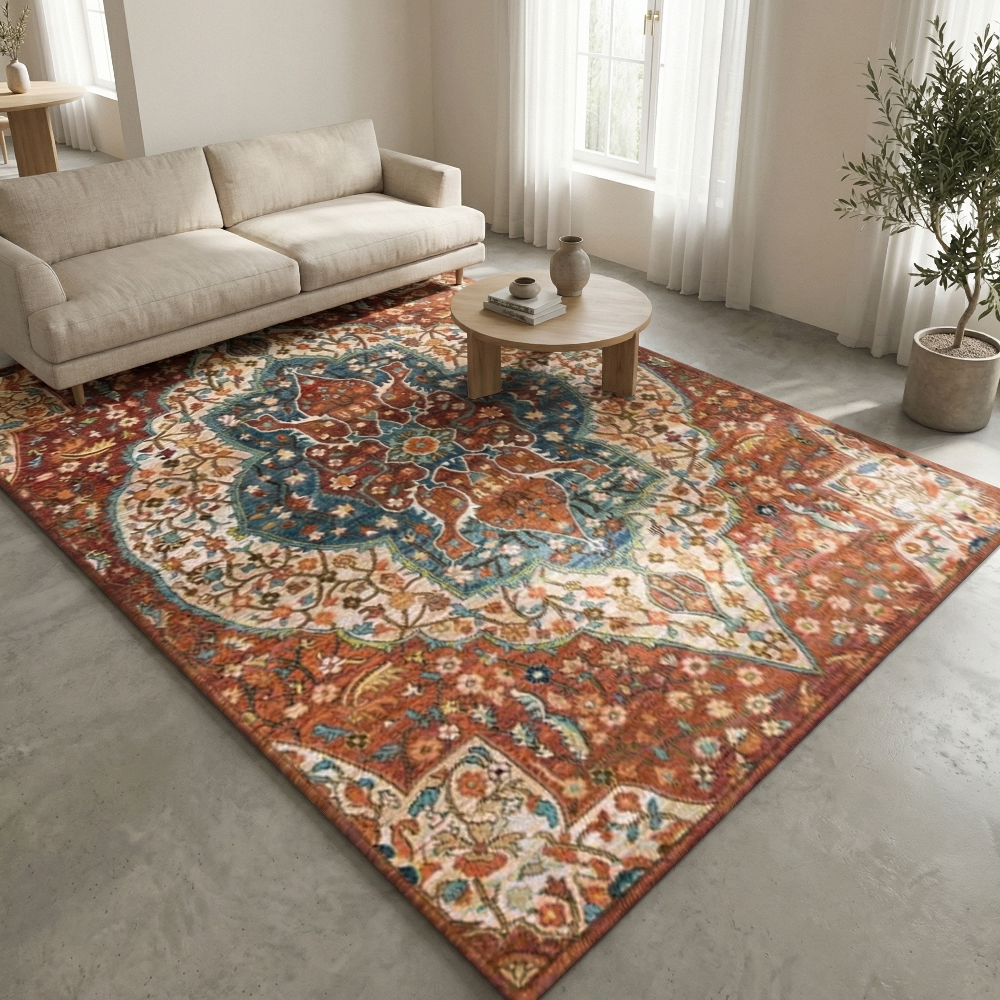 Ethnic Pattern Floor Carpet for Living Room