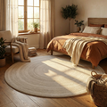 Round Faux Cashmere Area Rug – Soft Cream Style Rug