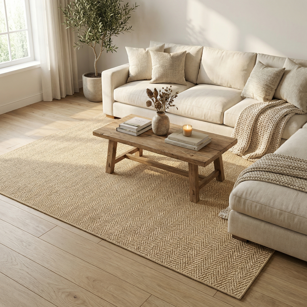 Handmade Jute Area Rug – Natural Fiber Living Room Rug