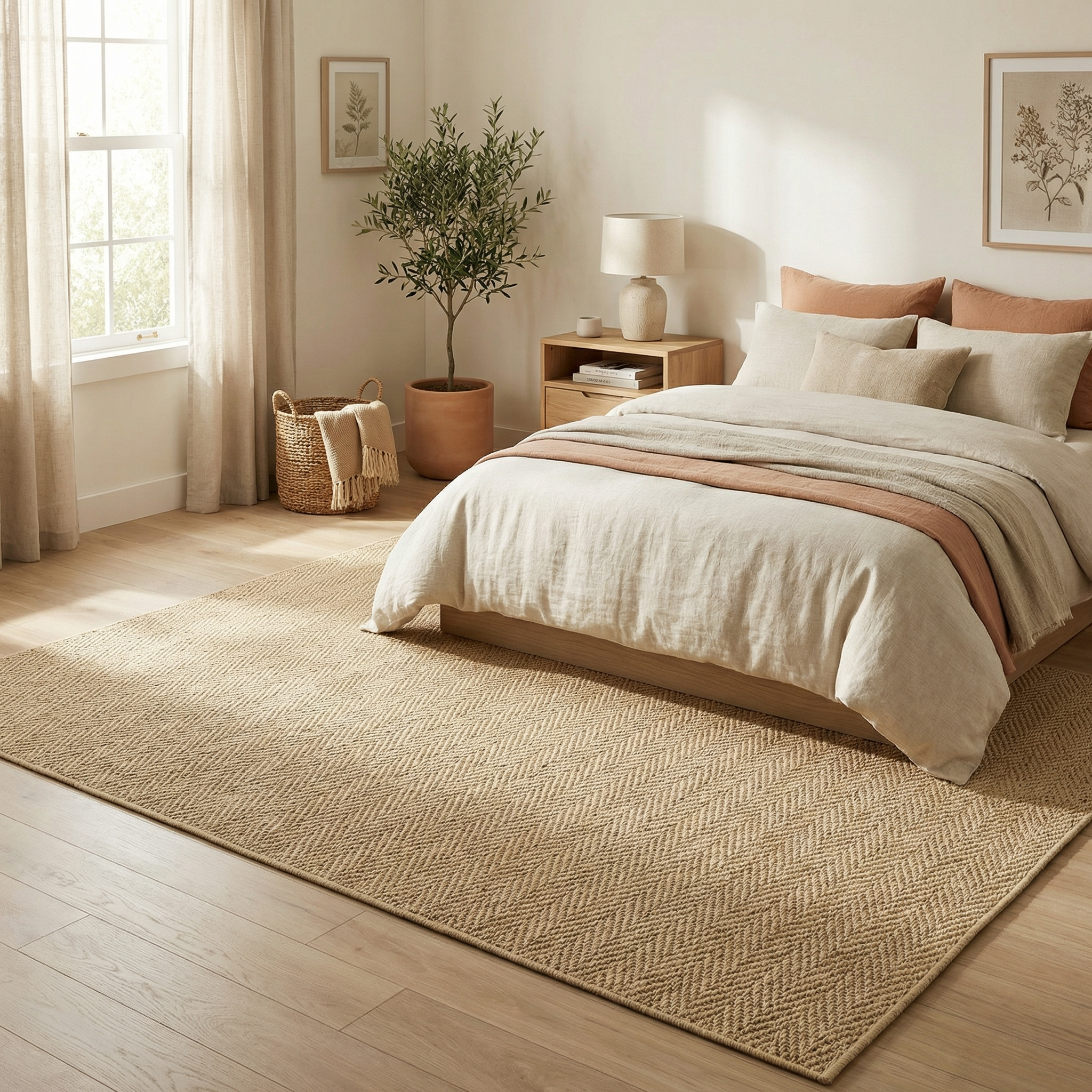 Handmade Jute Area Rug – Natural Fiber Living Room Rug