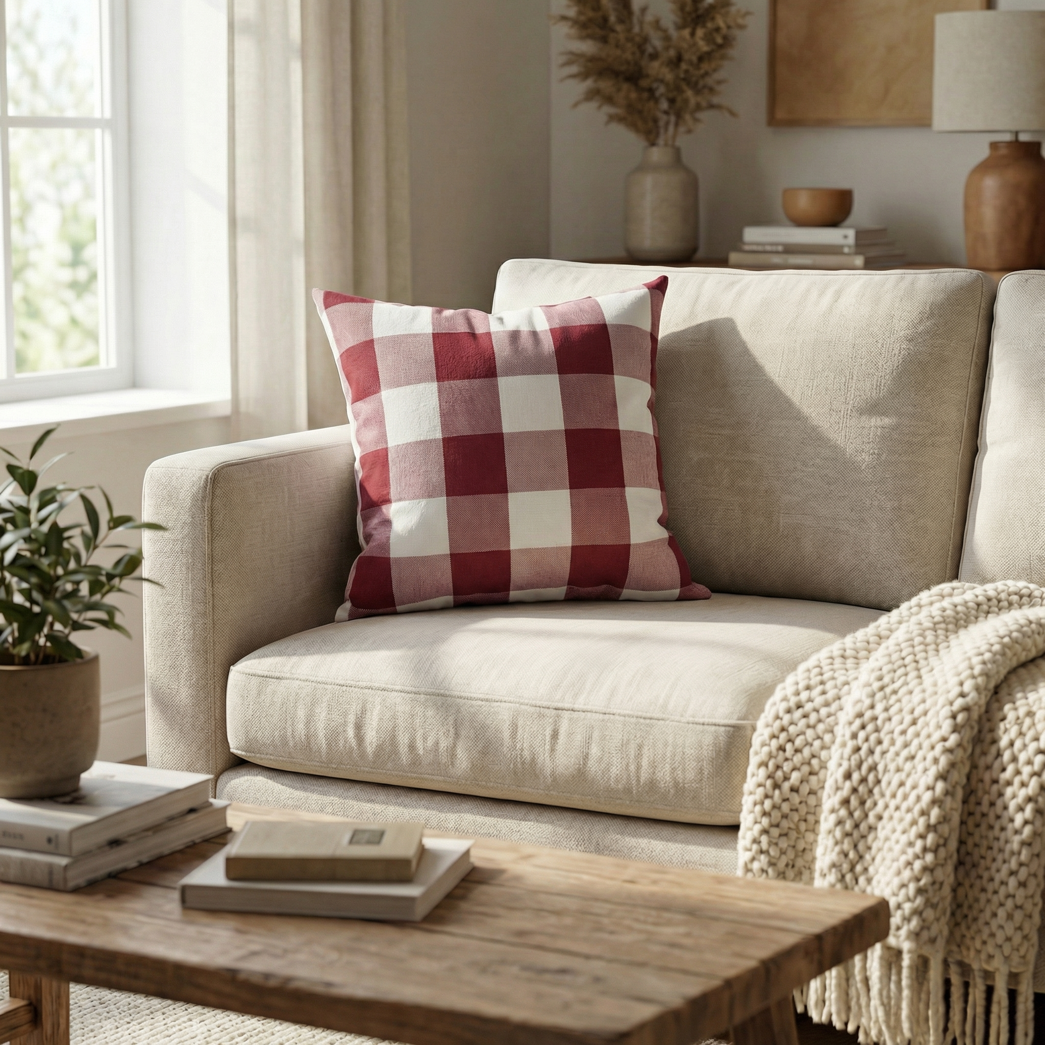 Plaid Throw Cushion