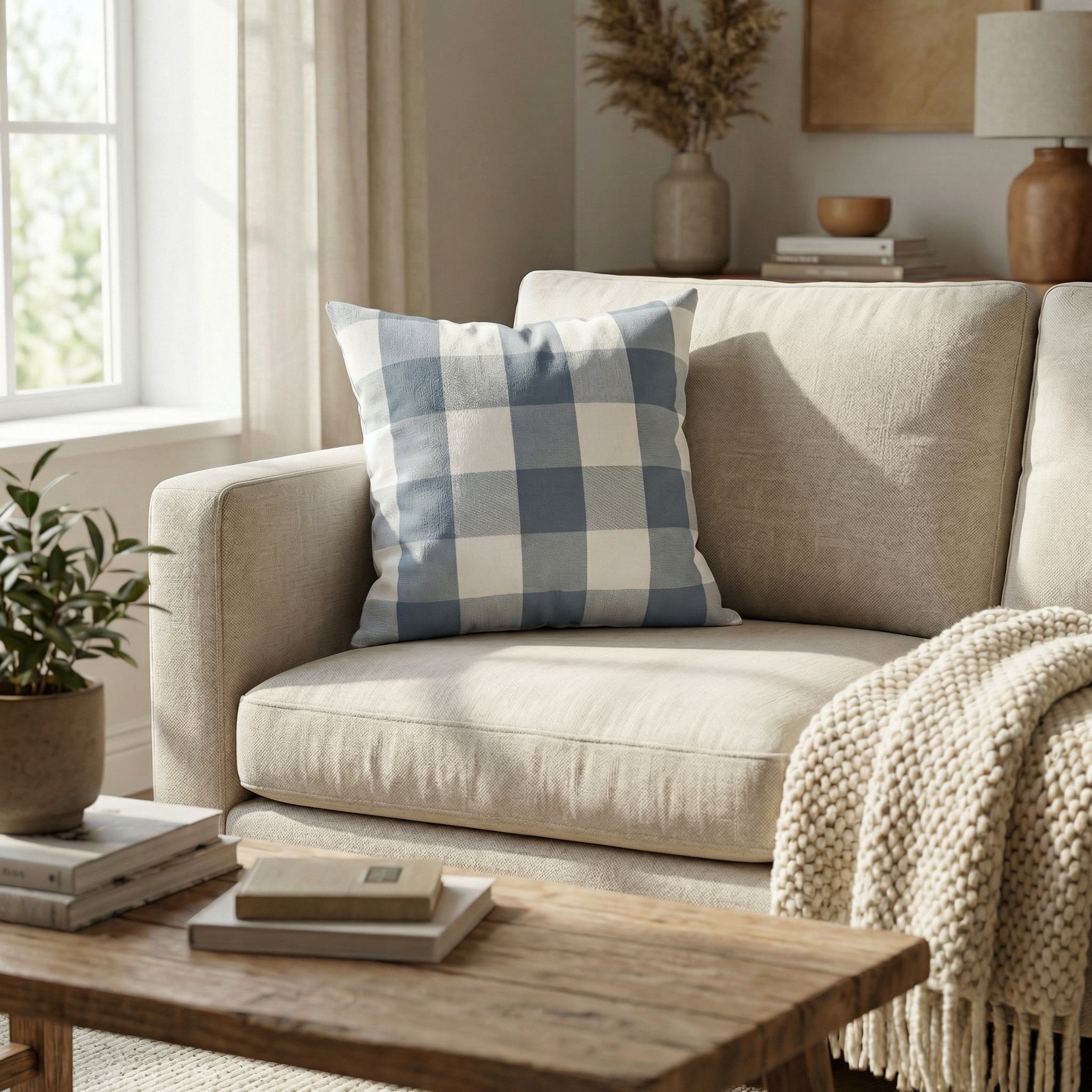 Plaid Throw Cushion