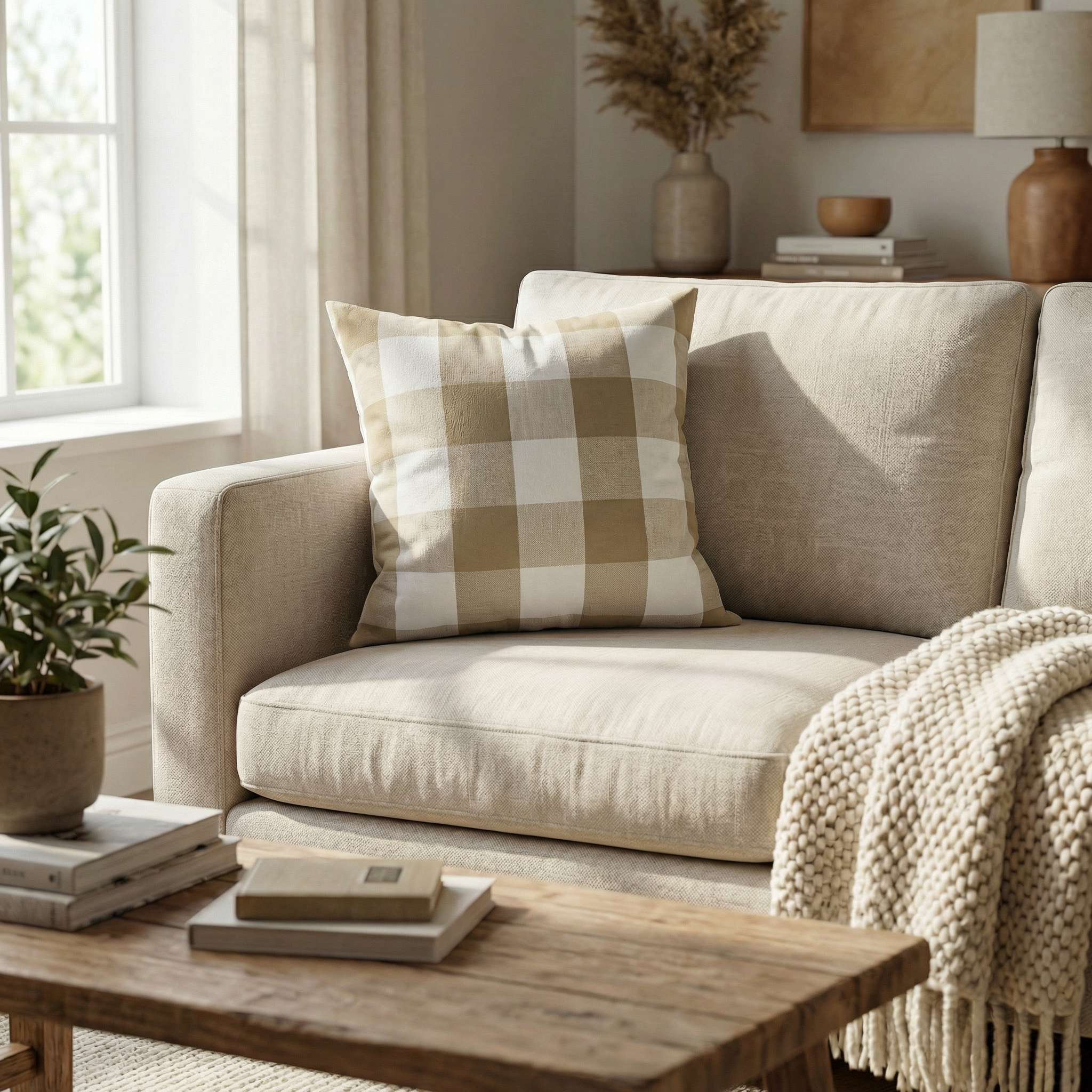 Plaid Throw Cushion