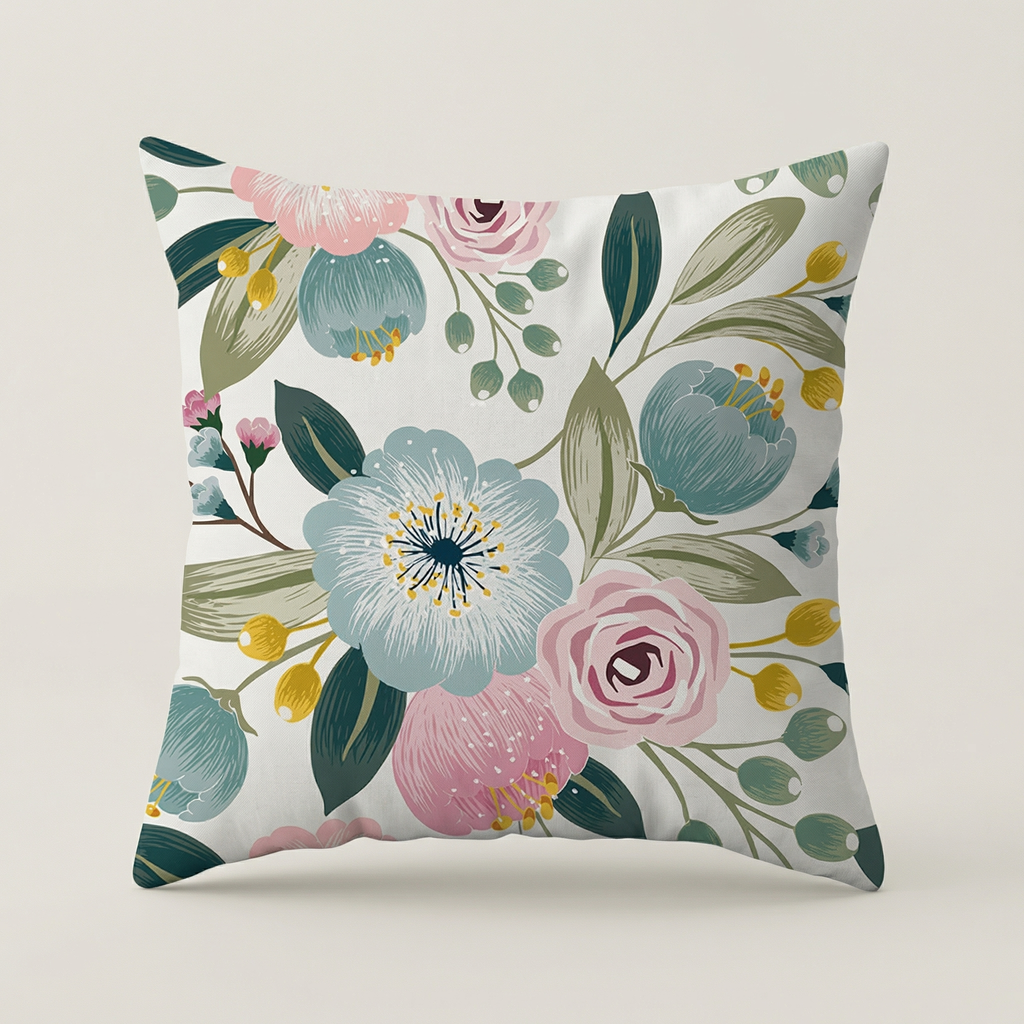 Pastoral Floral Cushion Decorative Flower Throw Pillow