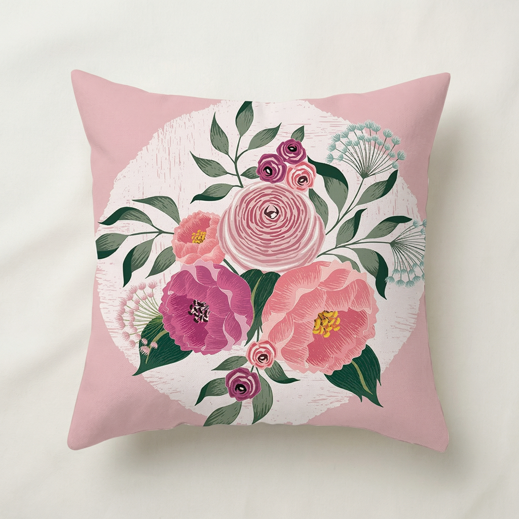 Pink Floral Cushion