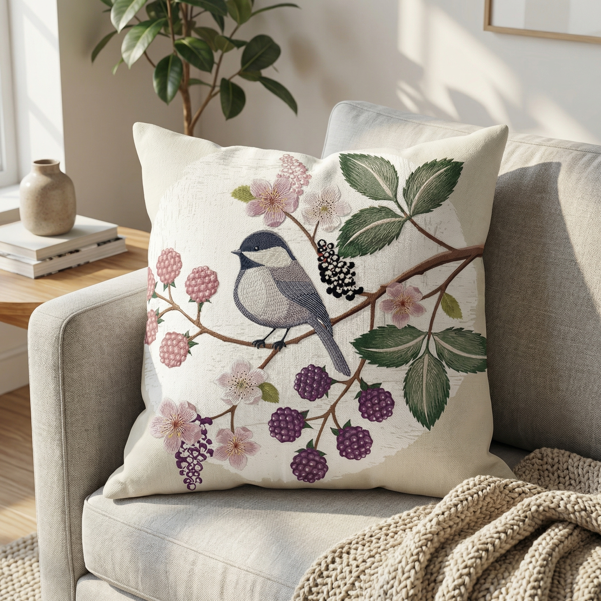 Waterproof Floral Bird Cushion