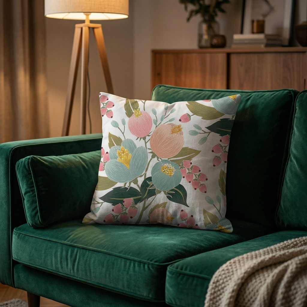 Pastoral Floral Cushion Soft Botanical Throw Pillow