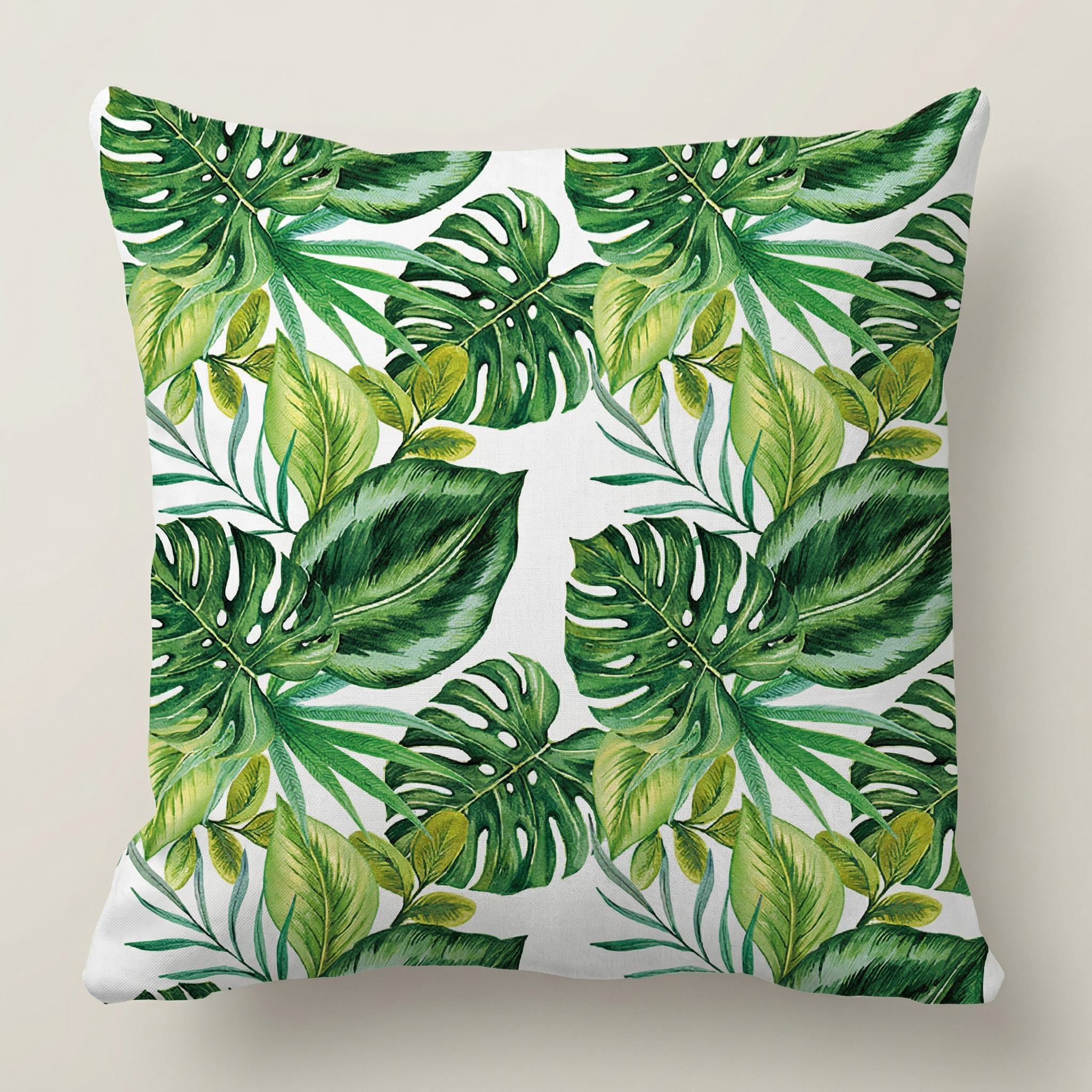 Tropical Leaf Cushion Watercolor Green Botanical Outdoor Cushion