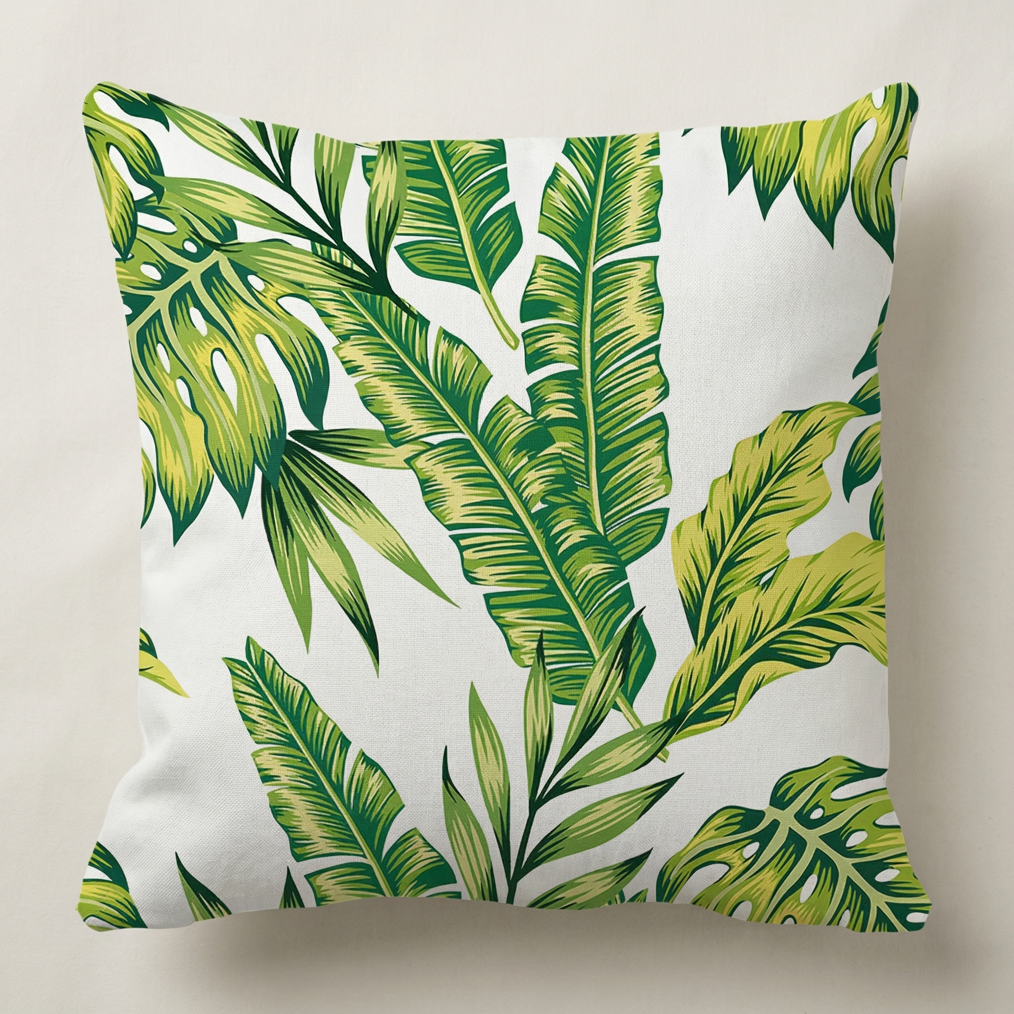 Tropical Leaf Cushion Watercolor Green Botanical Outdoor Cushion