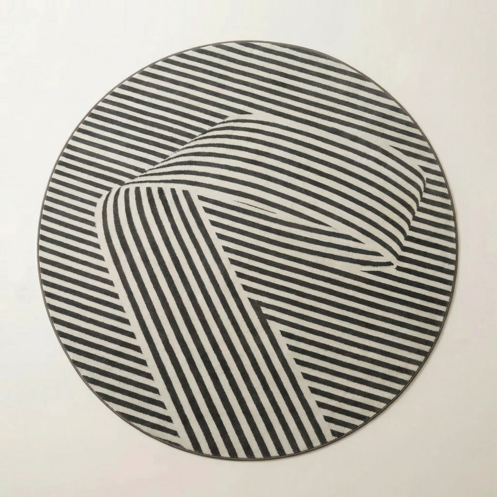 Round Area Rug – Nordic Geometric Floor Carpet, Modern Living Room & Bedroom Circular Rug