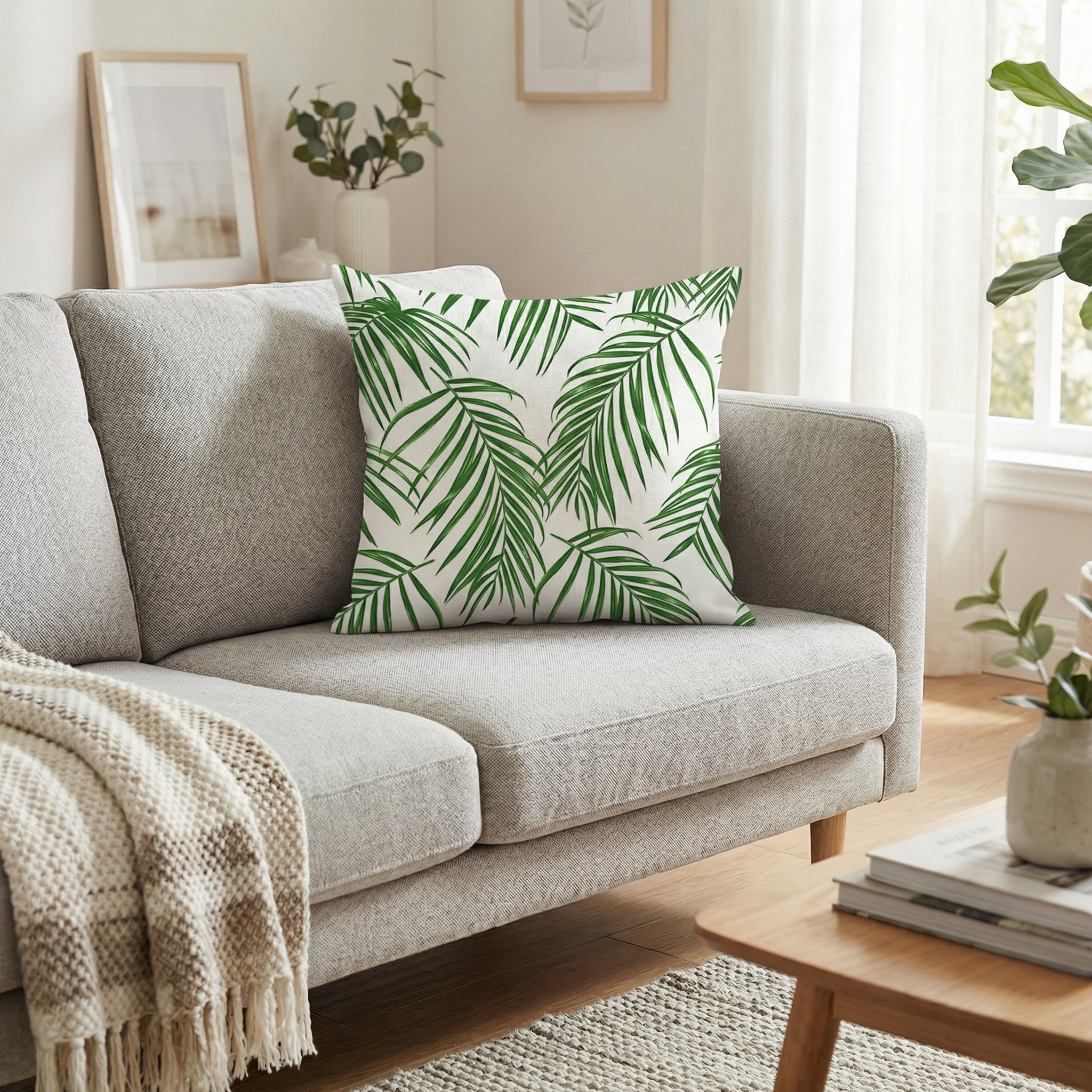 Nordic Green Plant Cushion