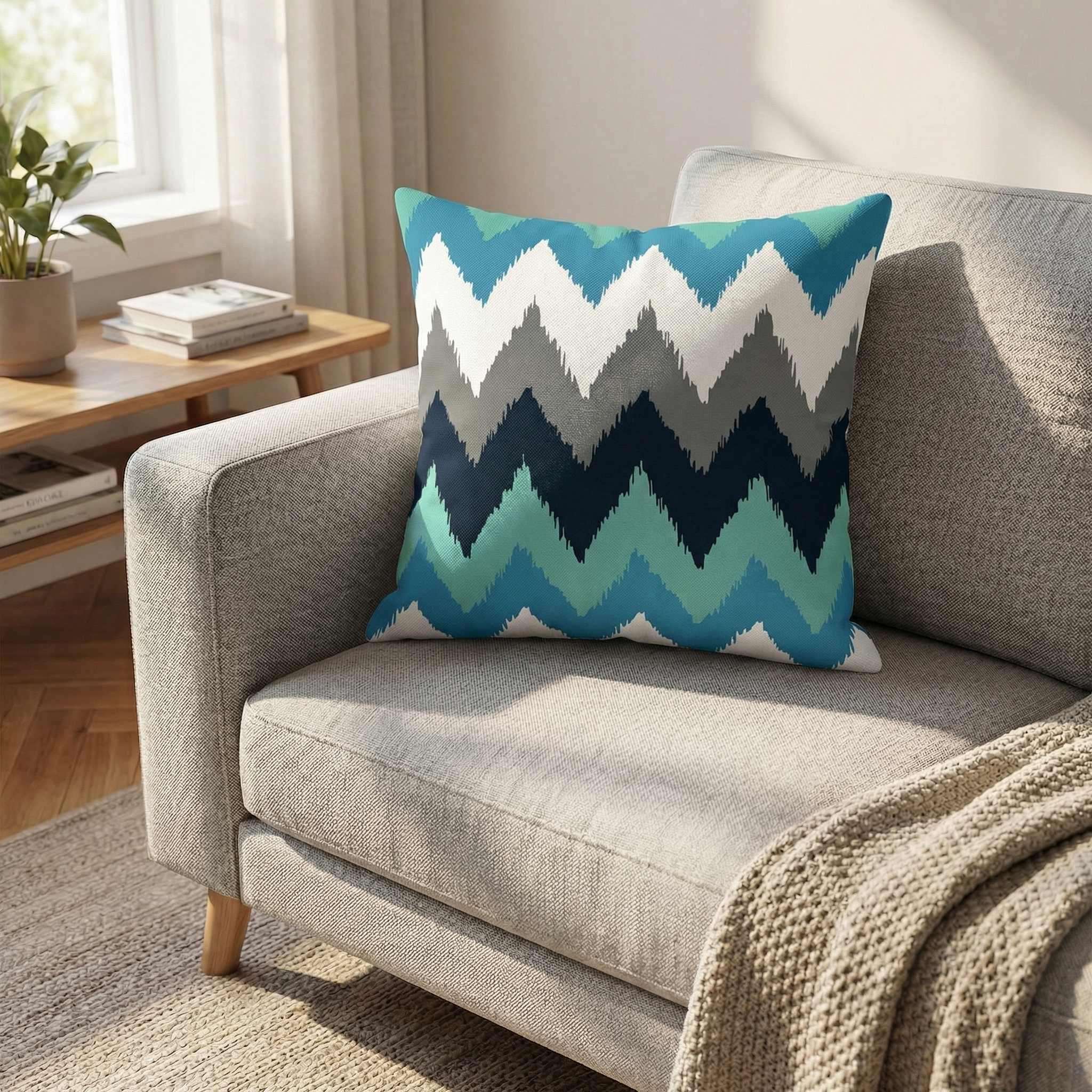 Geometric Linen Outdoor & Indoor Cushion