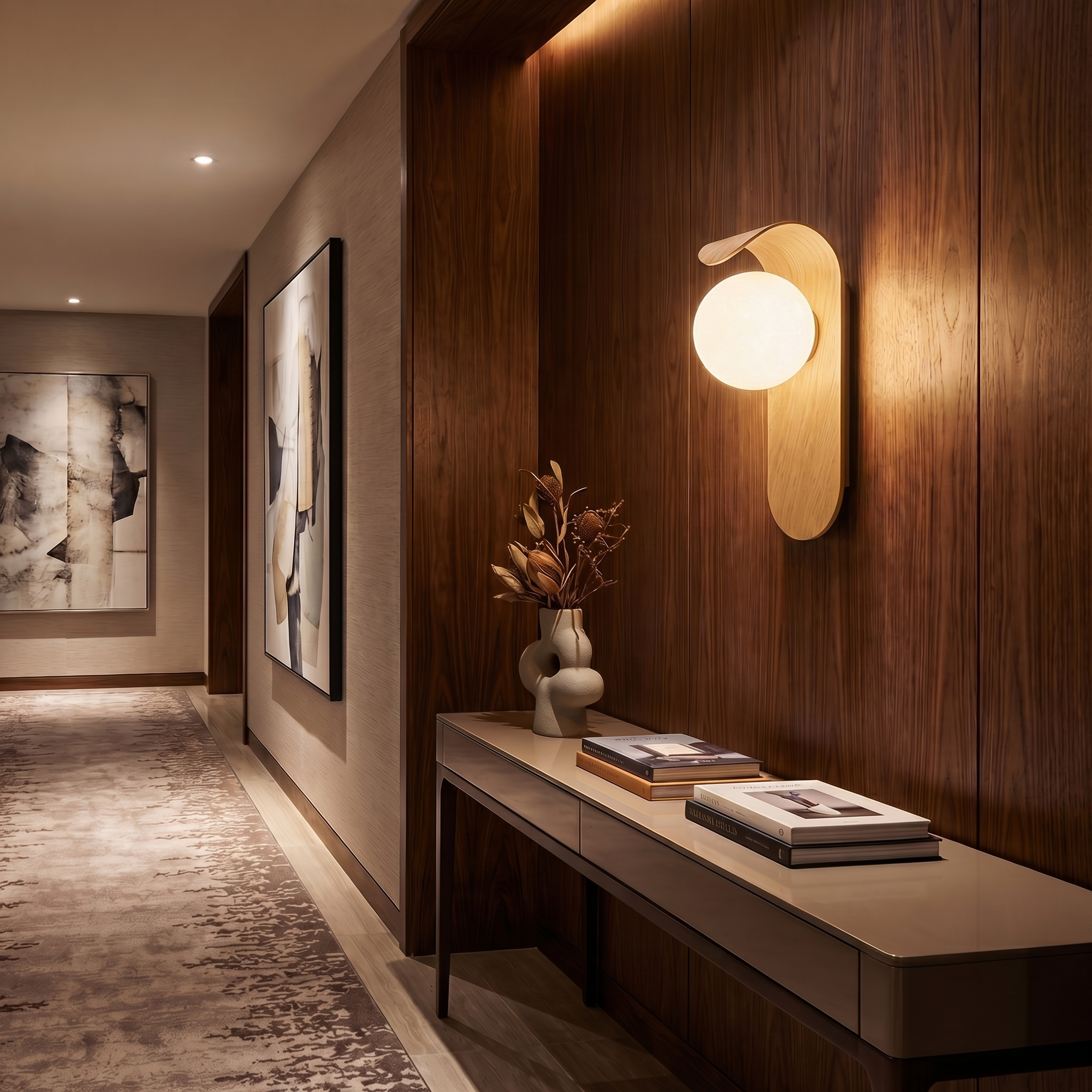 Japanese Style Wood Grain Wall Light Modern LED Wall Lamp for Corridor