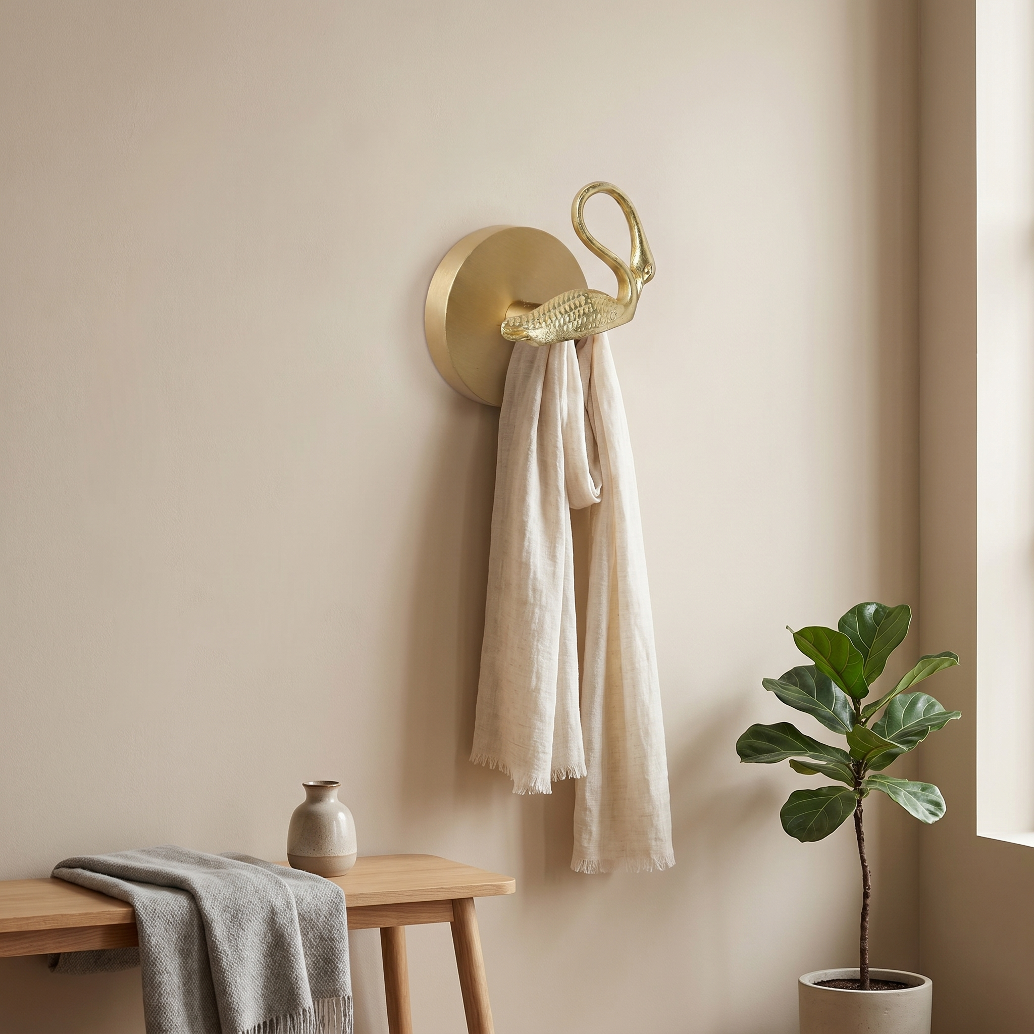 Brass Wall Hook Punch-Free European Style