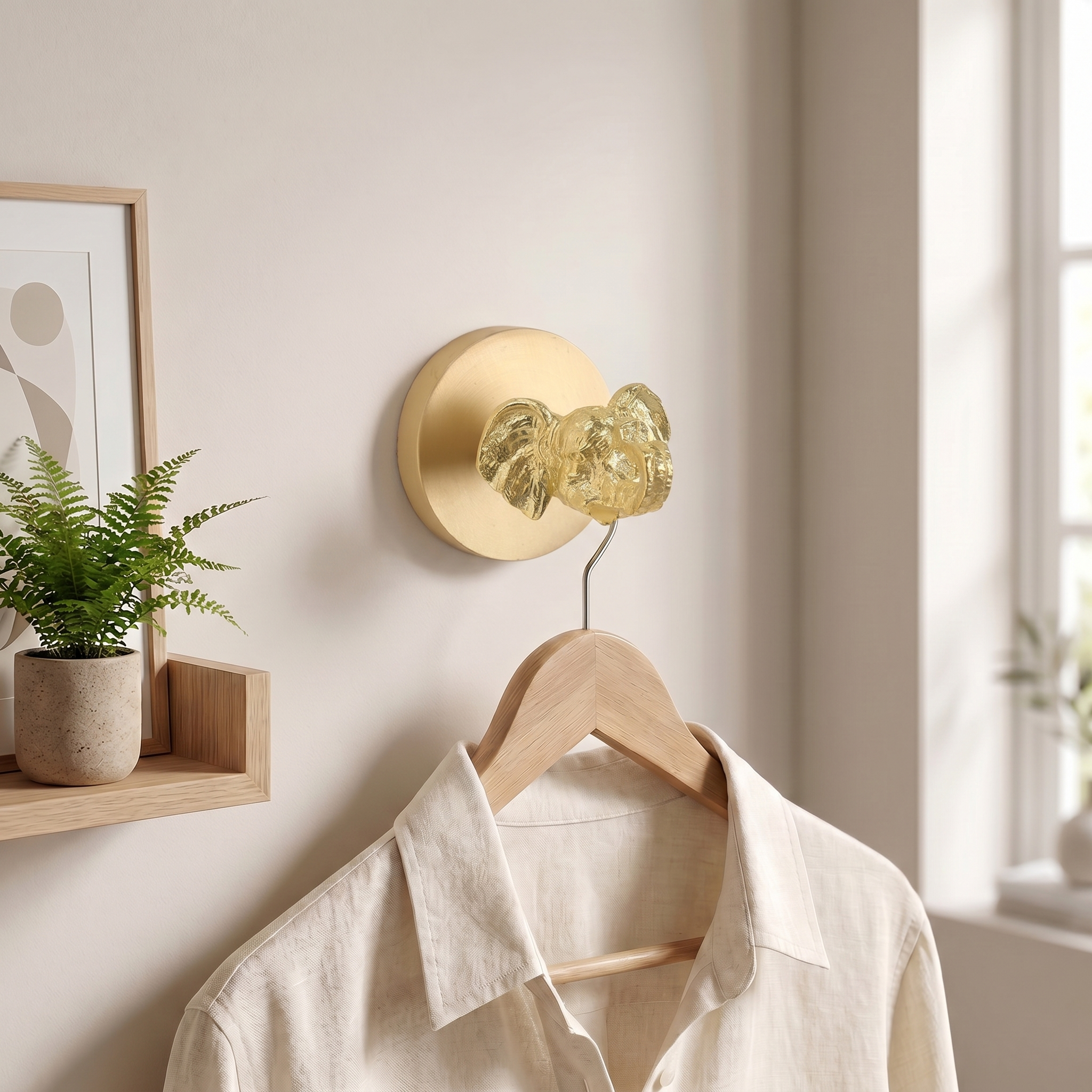 Brass Wall Hook Punch-Free European Style