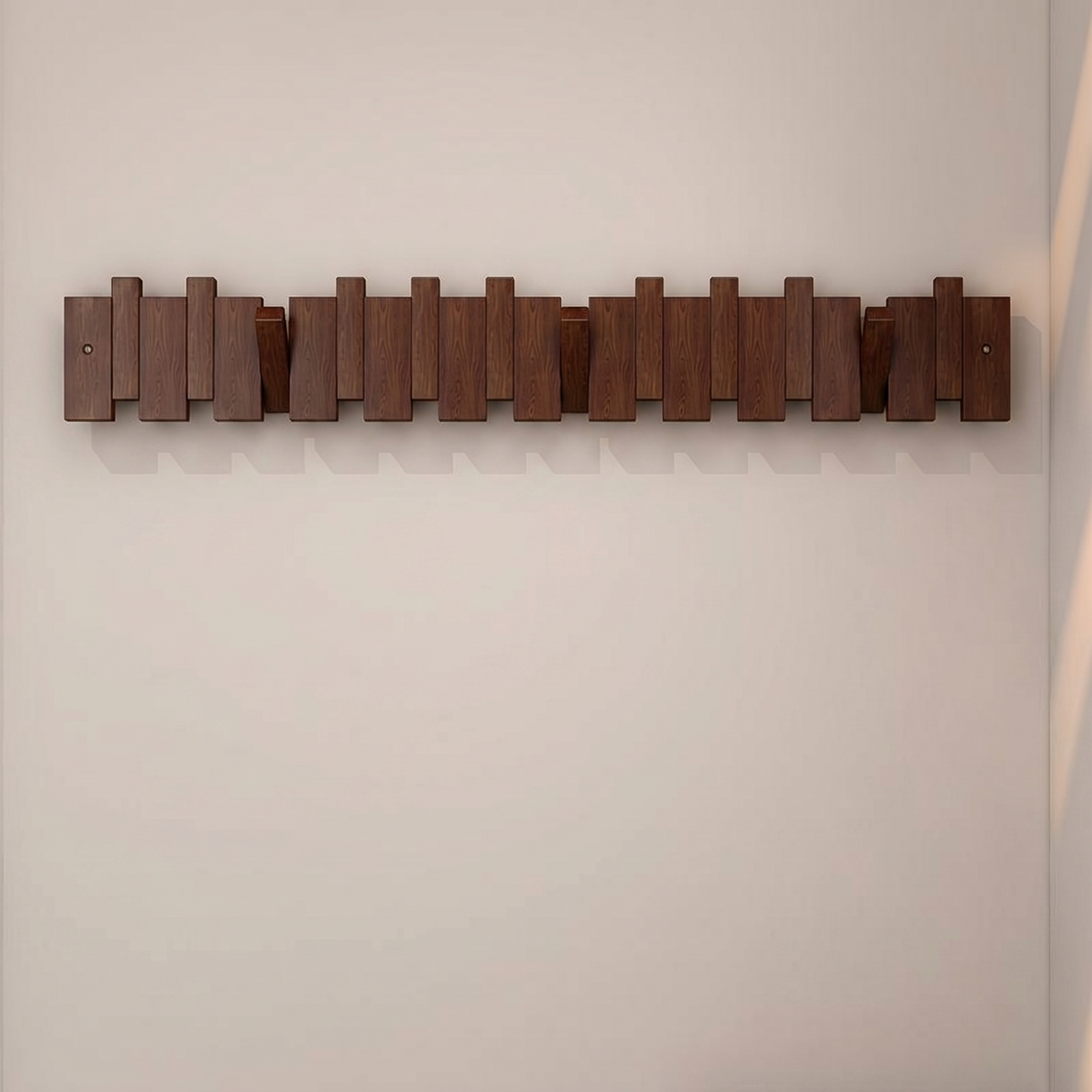 Walnut Wooden Piano Key Wall Hook Rack
