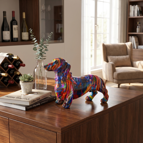 Colorful Resin Dachshund Dog Figurine