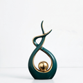 Modern Green & Gold Ceramic Abstract Sculpture