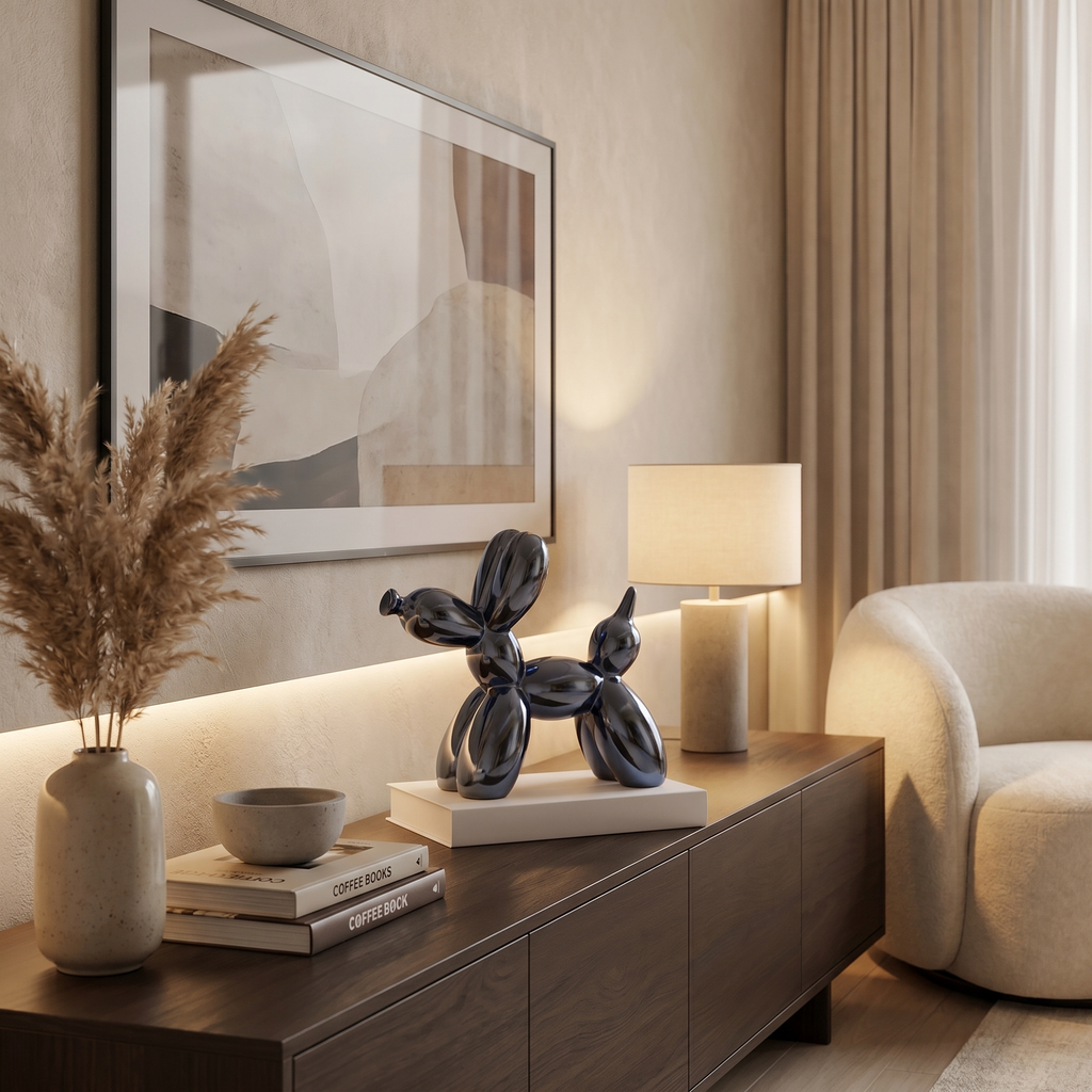 Modern Balloon Dog Ceramic Sculpture