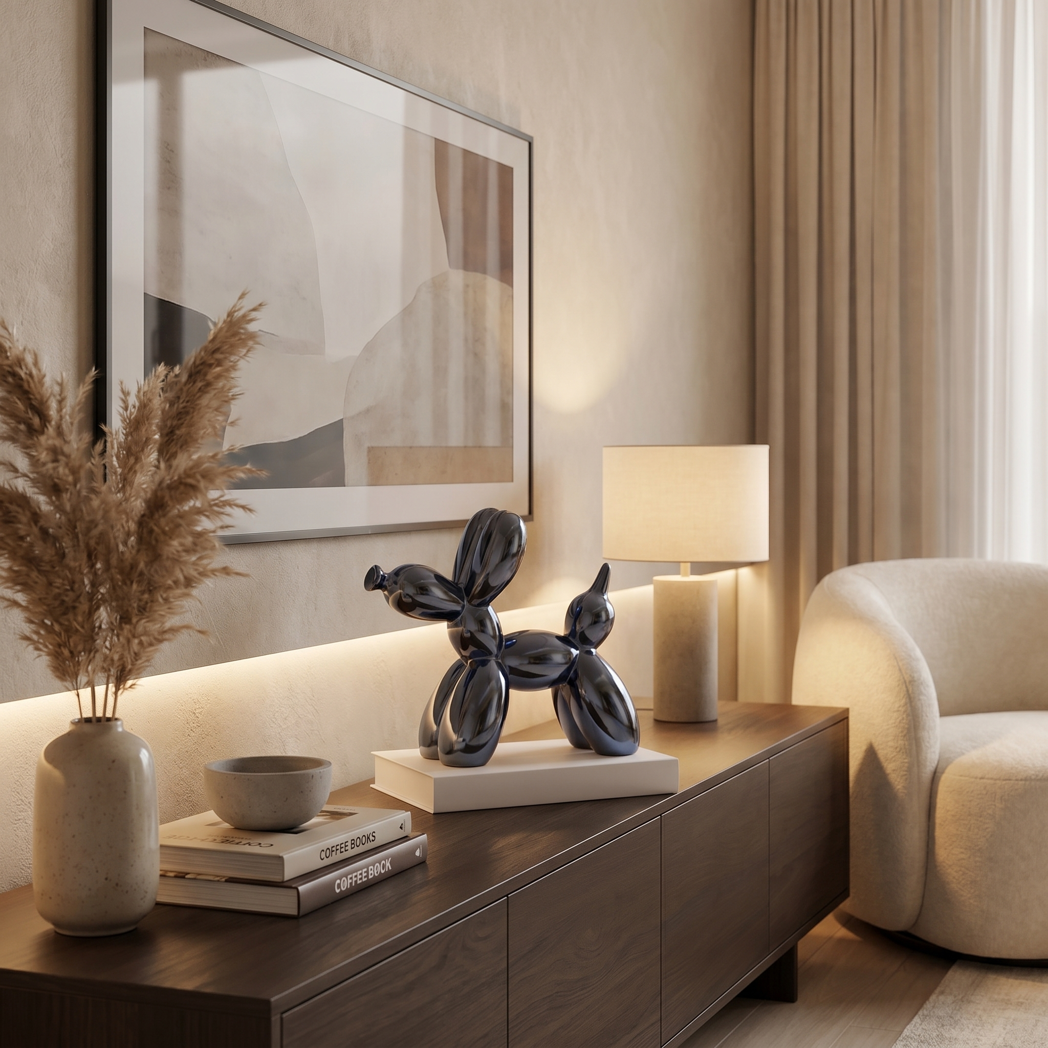 Modern Balloon Dog Ceramic Sculpture